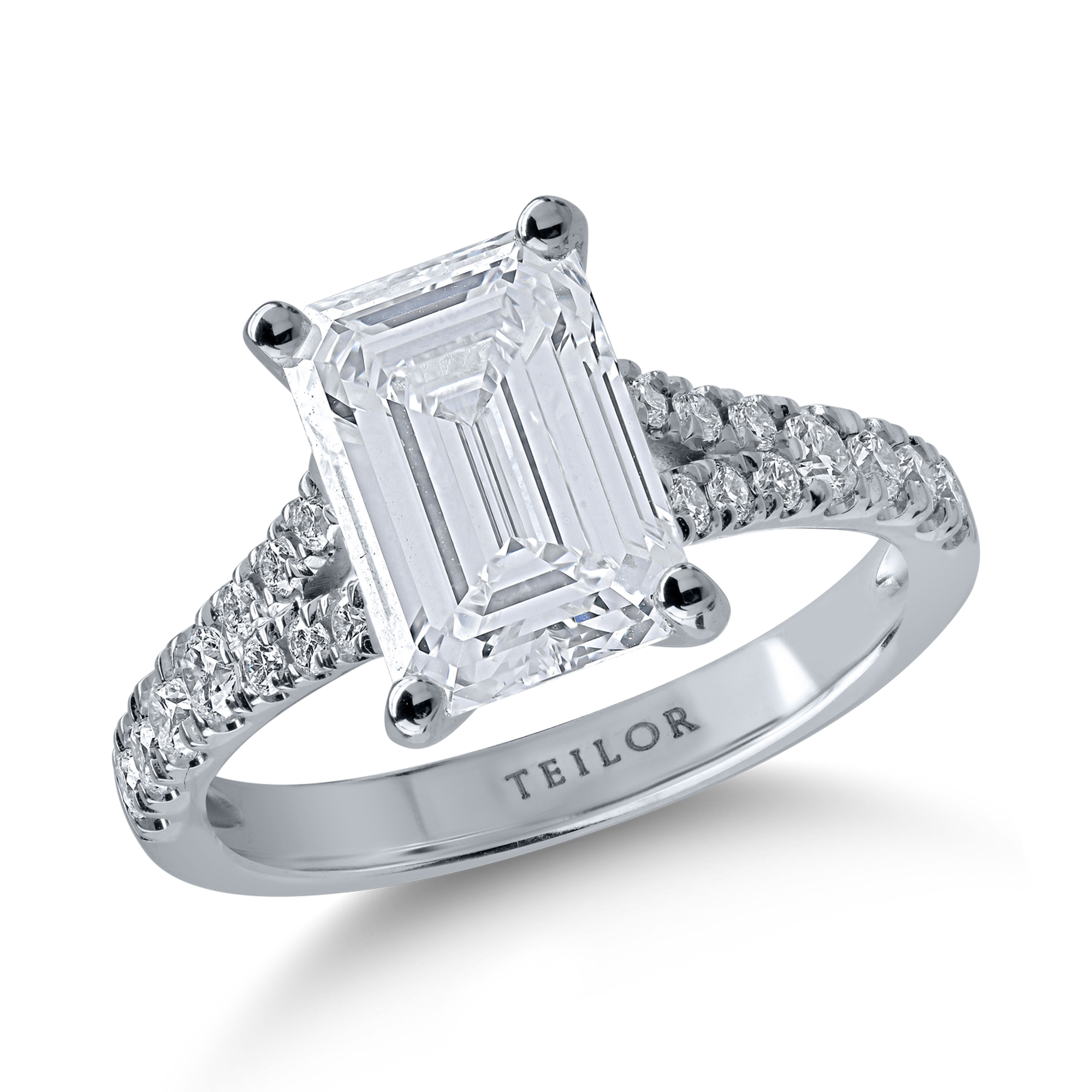 Inel de logodna din aur alb cu un diamant central de 3.07ct si diamante pave de 0.36ct image5