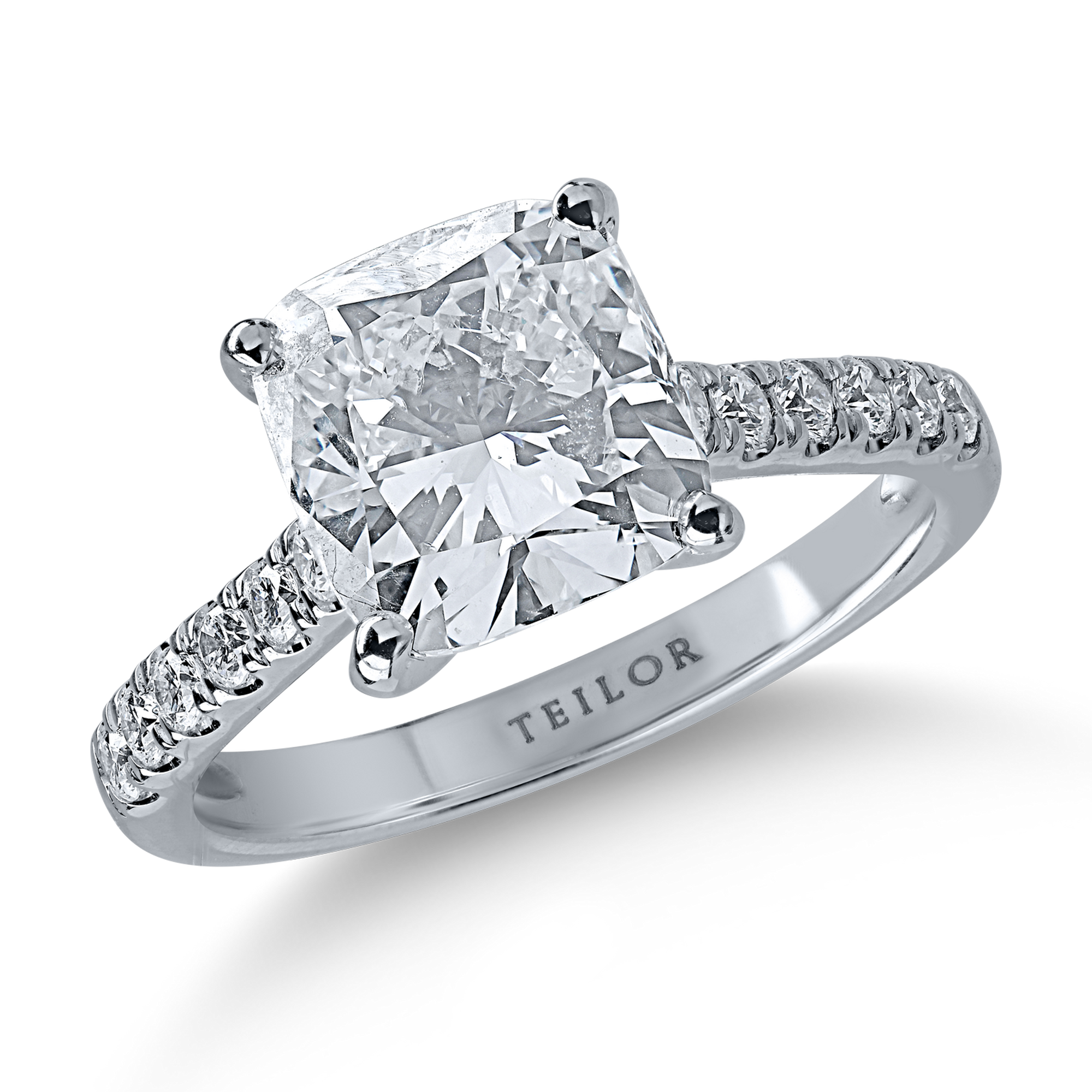 Inel de logodna din aur alb cu un diamant central de 3.02ct si diamante pave de 0.274ct image6
