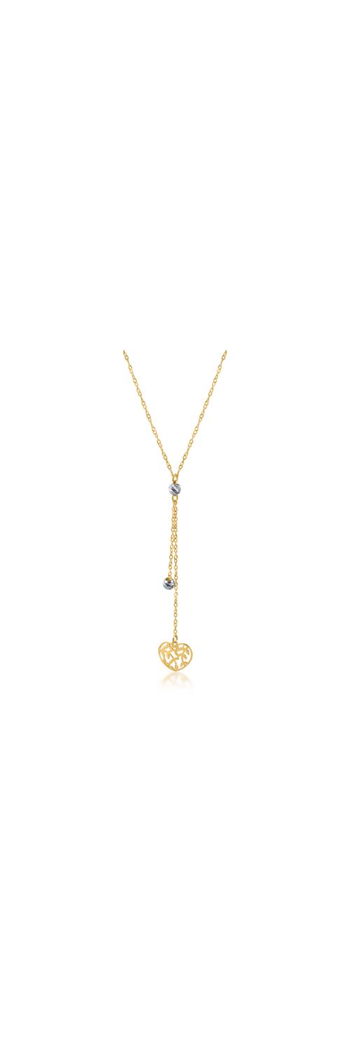 White-yellow gold heart pendant necklace