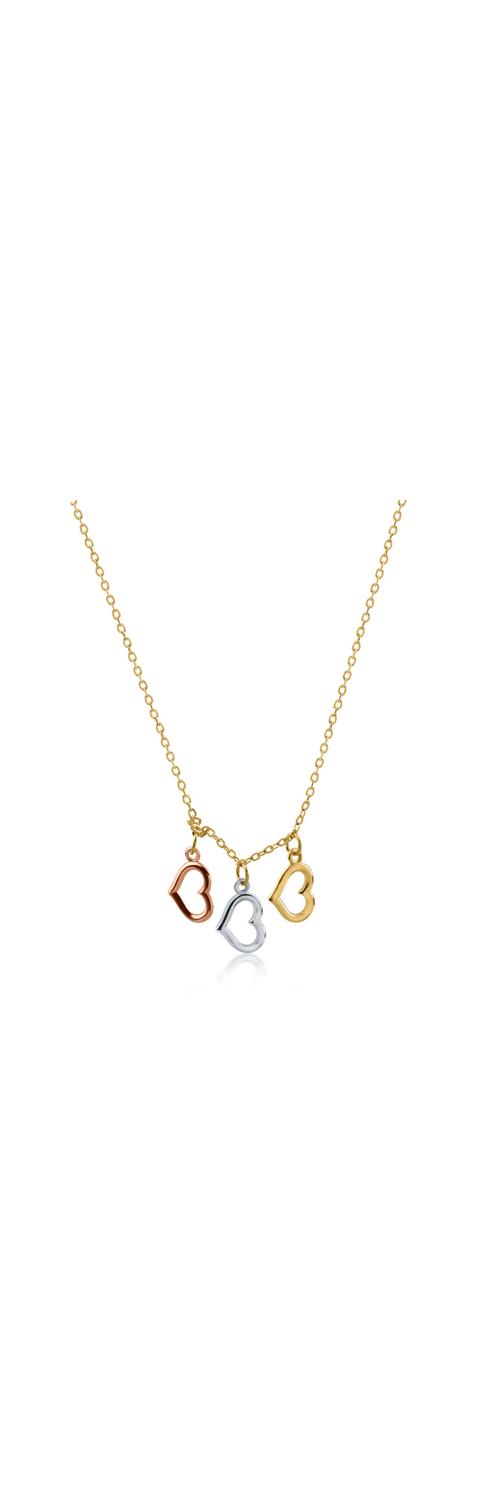 White-rose-yellow gold heart pendant necklace
