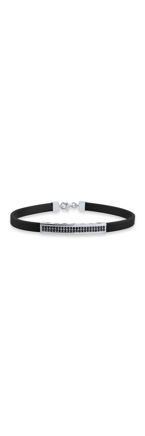 White gold and silicon bracelet with zirconia