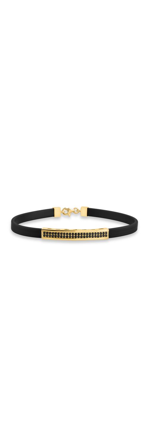 Yellow gold and silicon bracelet with zirconia