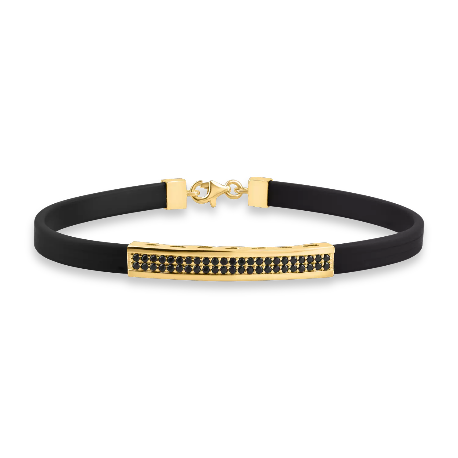 Yellow gold and silicon bracelet with zirconia