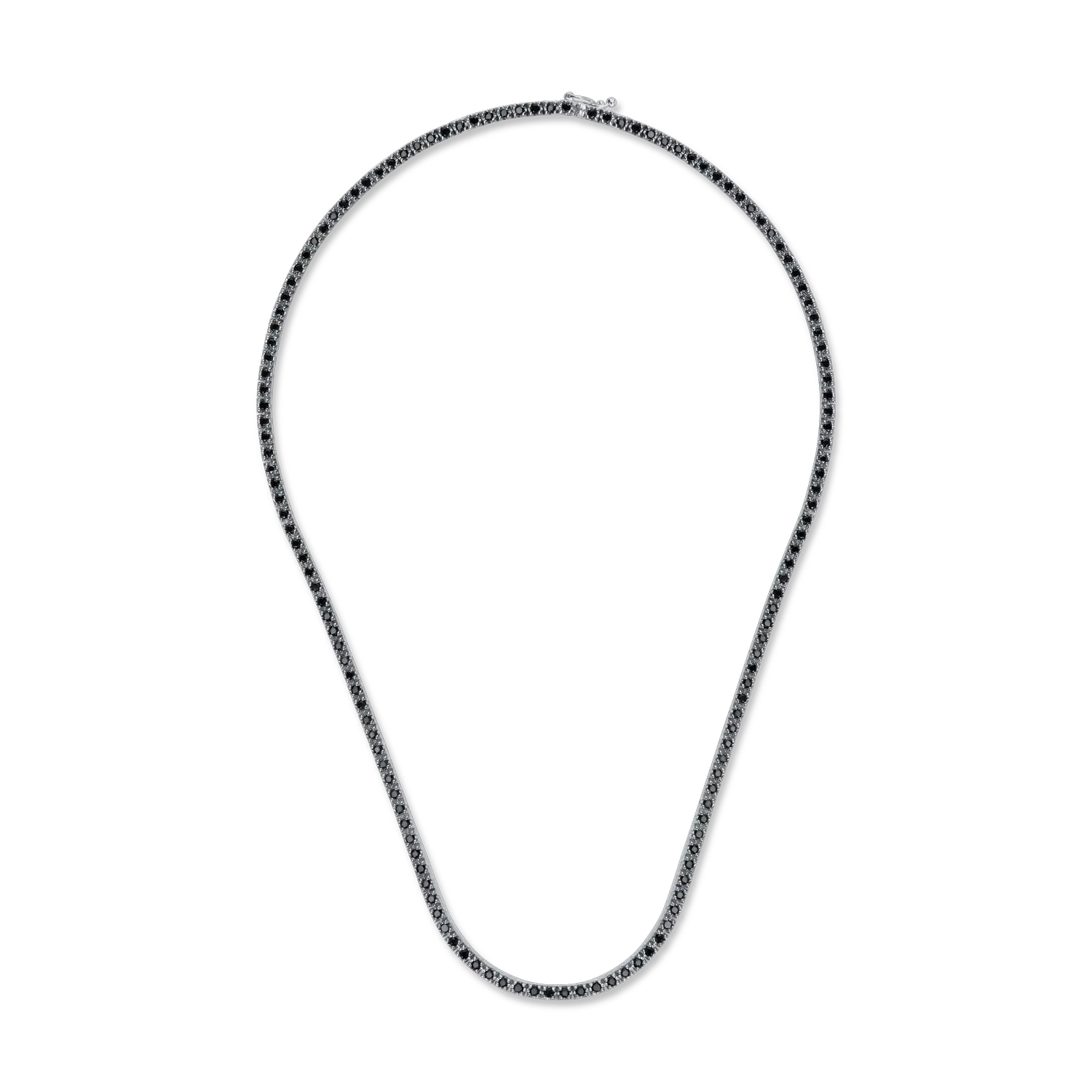 White-black gold tennis necklace with 5.05ct black diamonds
