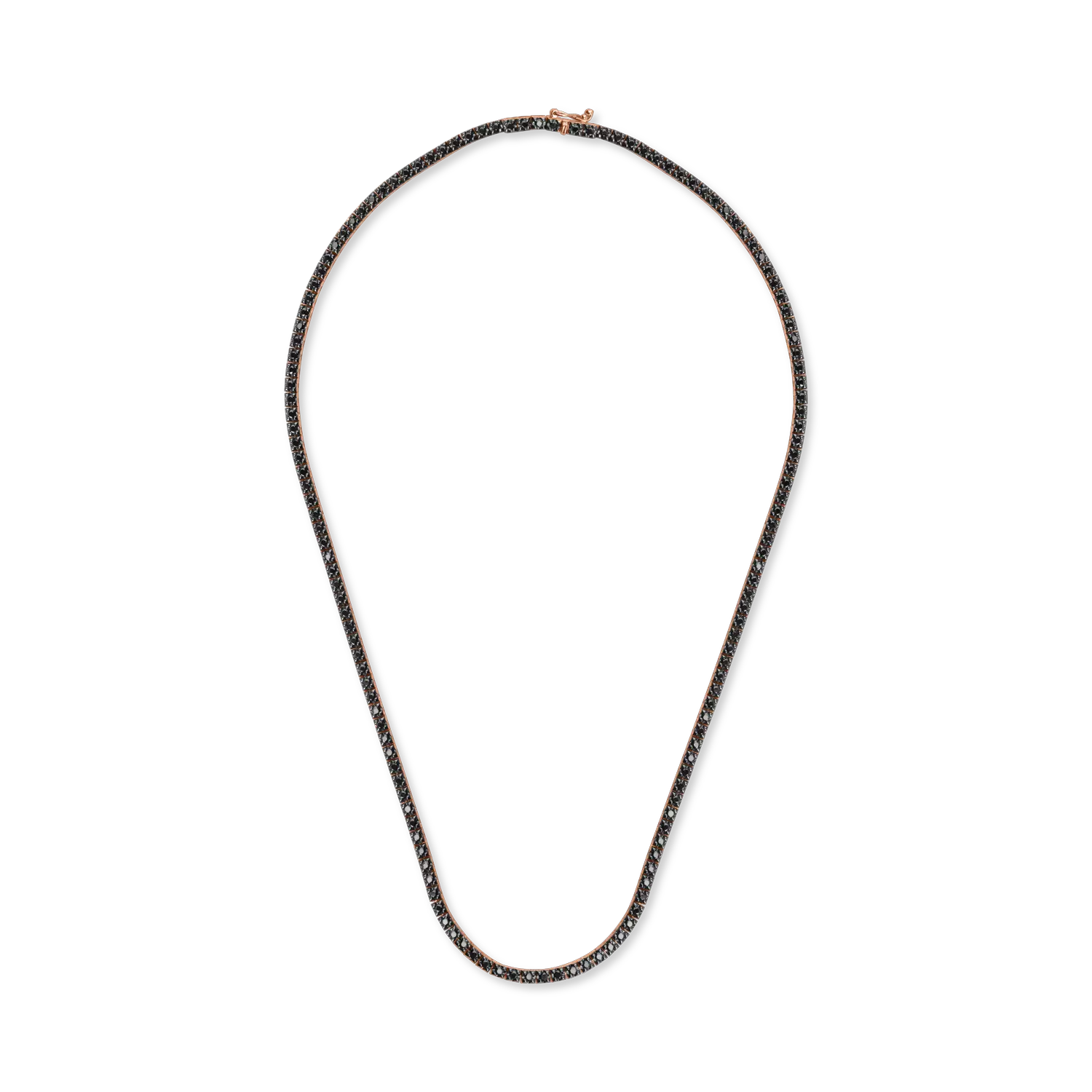 Rose-black gold tennis necklace with 3.11ct black diamonds