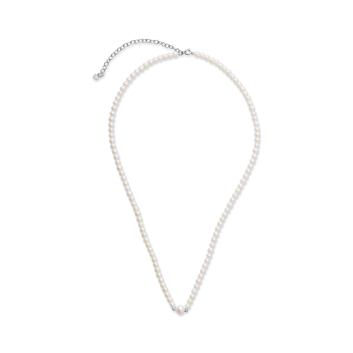 White gold necklace with 57.18ct fresh water pearls and 0.03ct diamonds