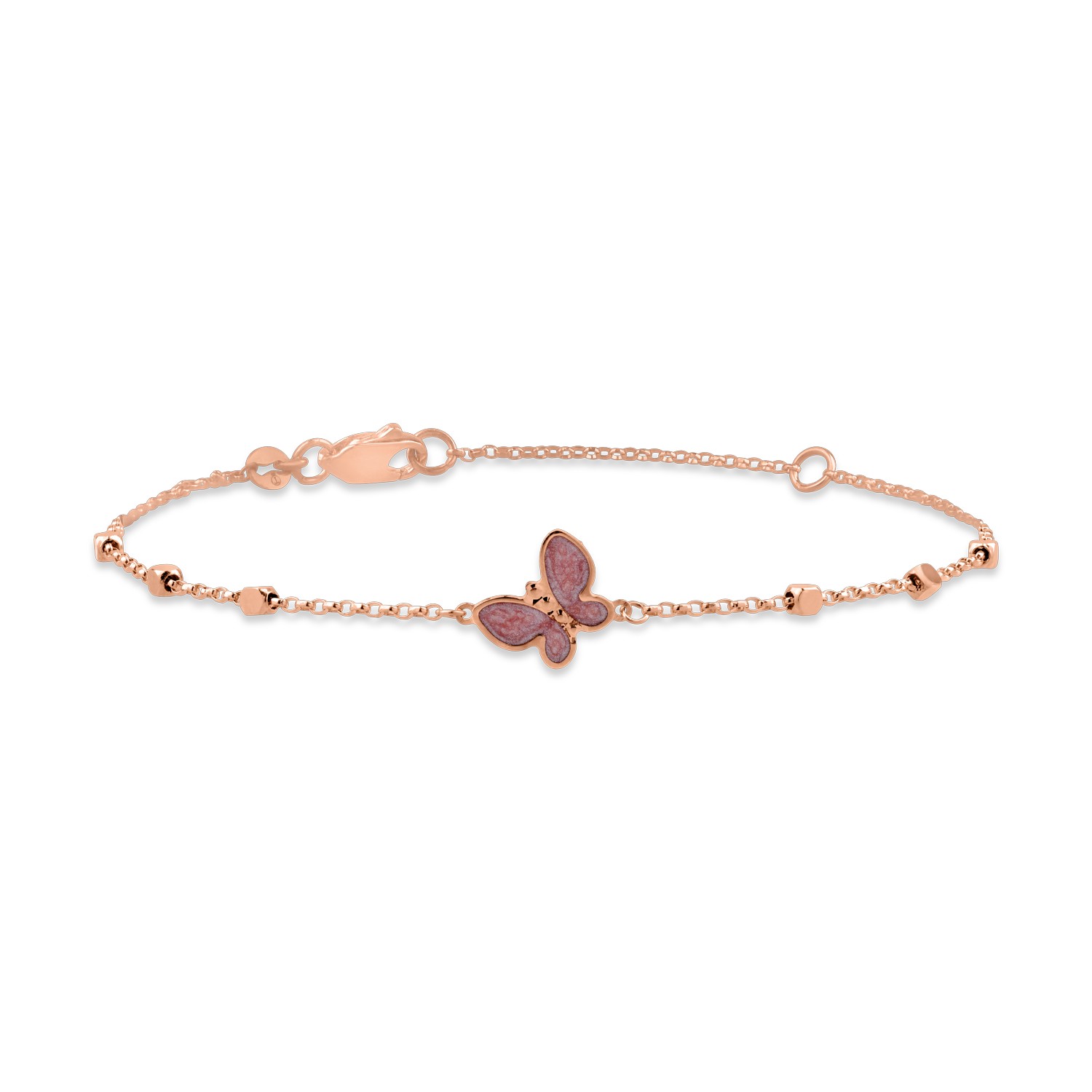 Rose gold bracelet with butterfly pendant