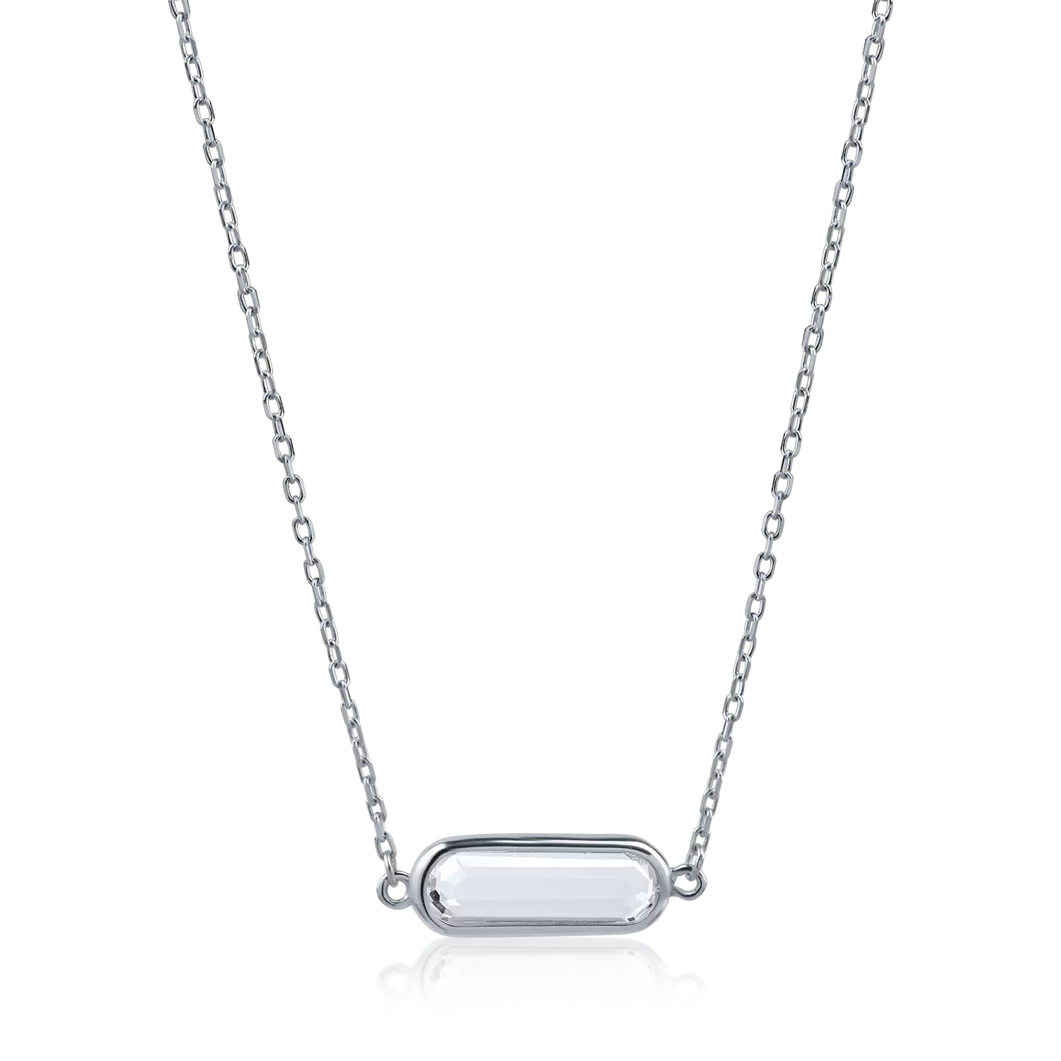 White gold pendant necklace with solitaire zirconia