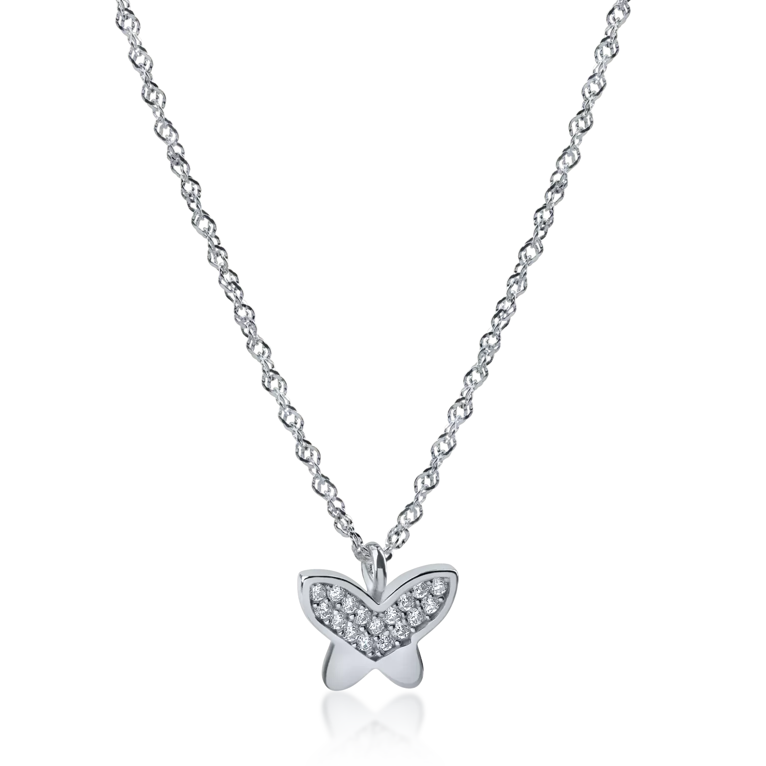 White gold butterfly pendant necklace