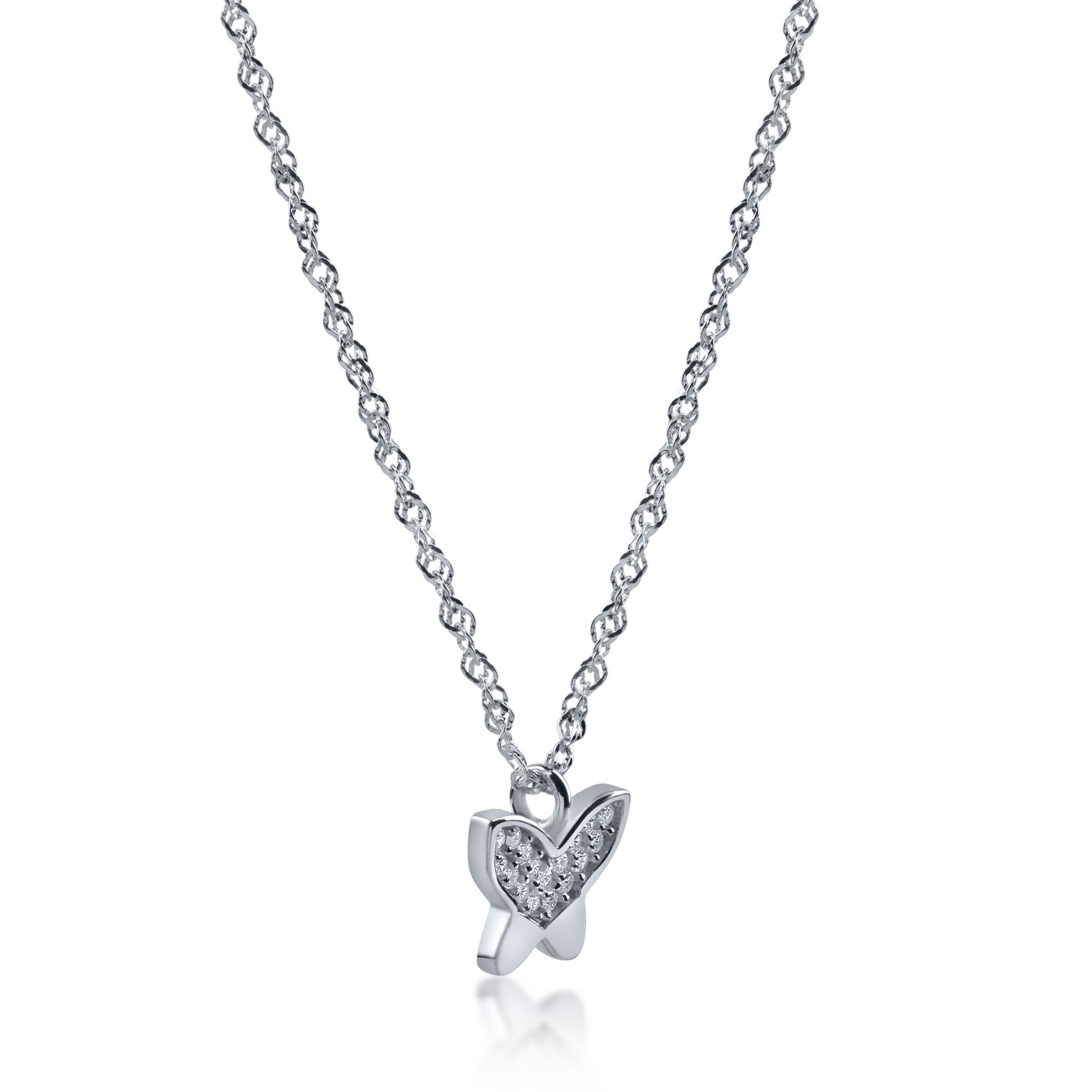 White gold butterfly pendant necklace
