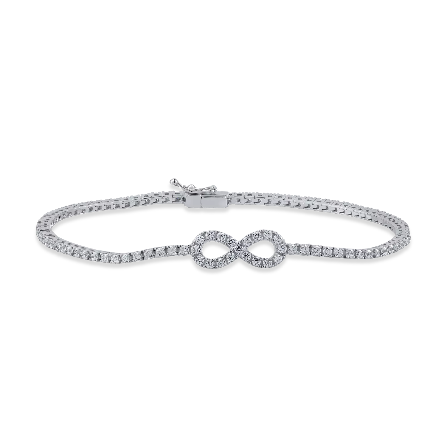 White gold infinity charm bracelet with zirconia