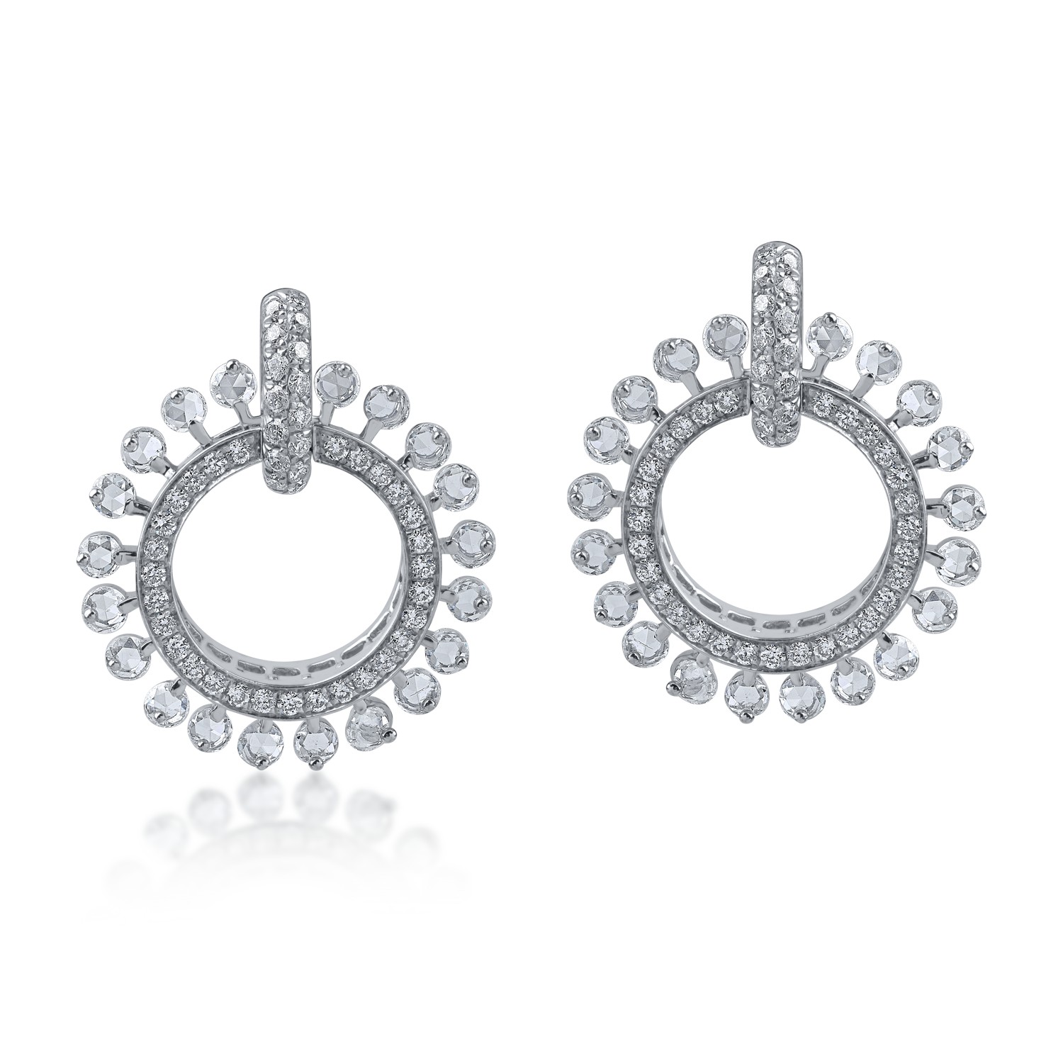 White gold round earrings with 1.25ct diamonds