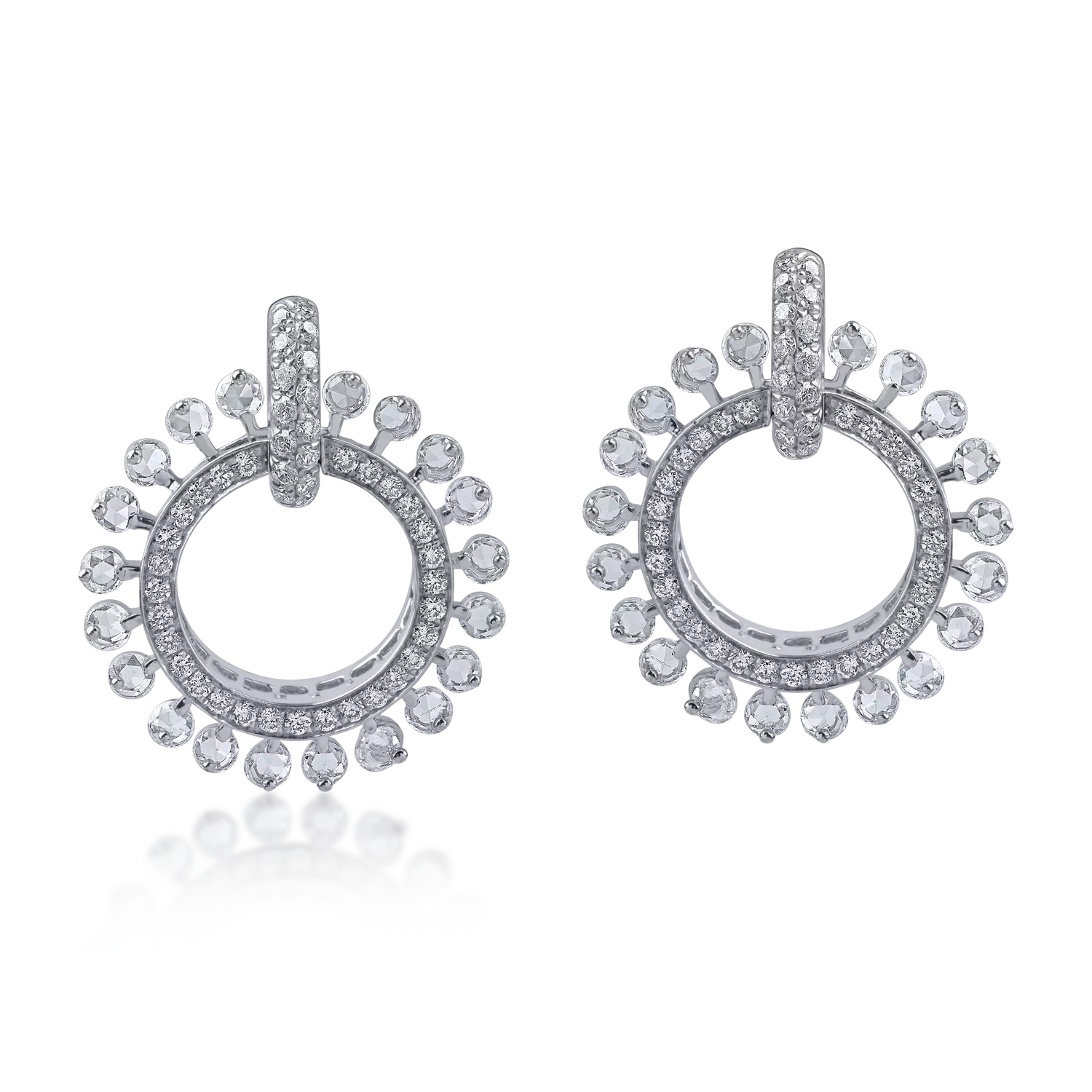 White gold round earrings with 1.25ct diamonds
