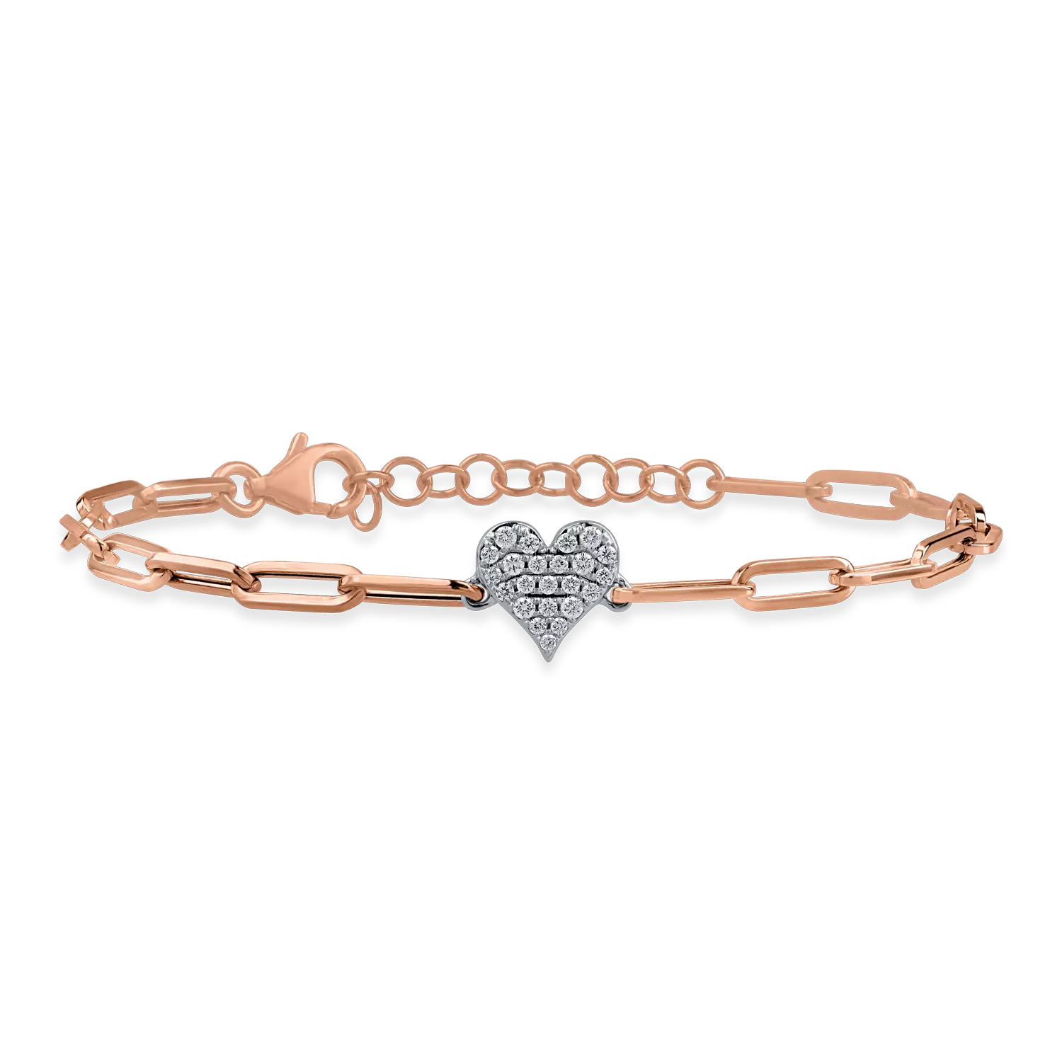 Rose gold heart bracelet with 0.17ct diamonds