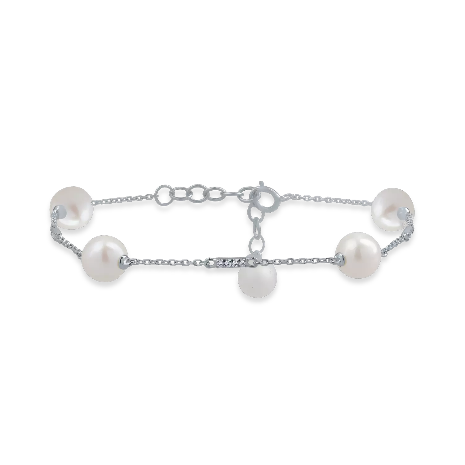 White gold bracelet with 10.52ct fresh water pearls and 0.05ct diamonds