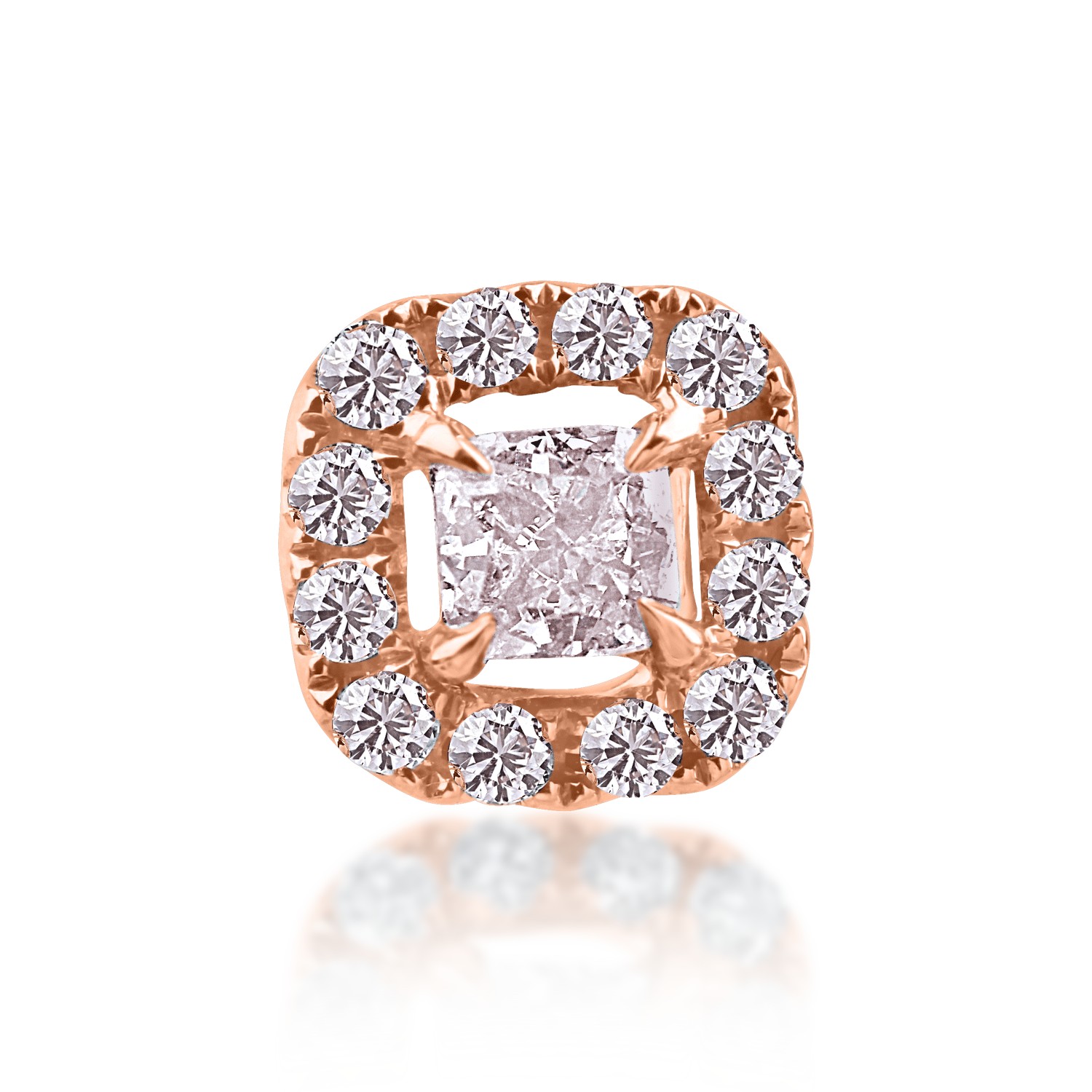 Róza arany medál 0.076ct díszes rózsaszín gyémánttal és 0.057ct rózsaszín gyémánttal
