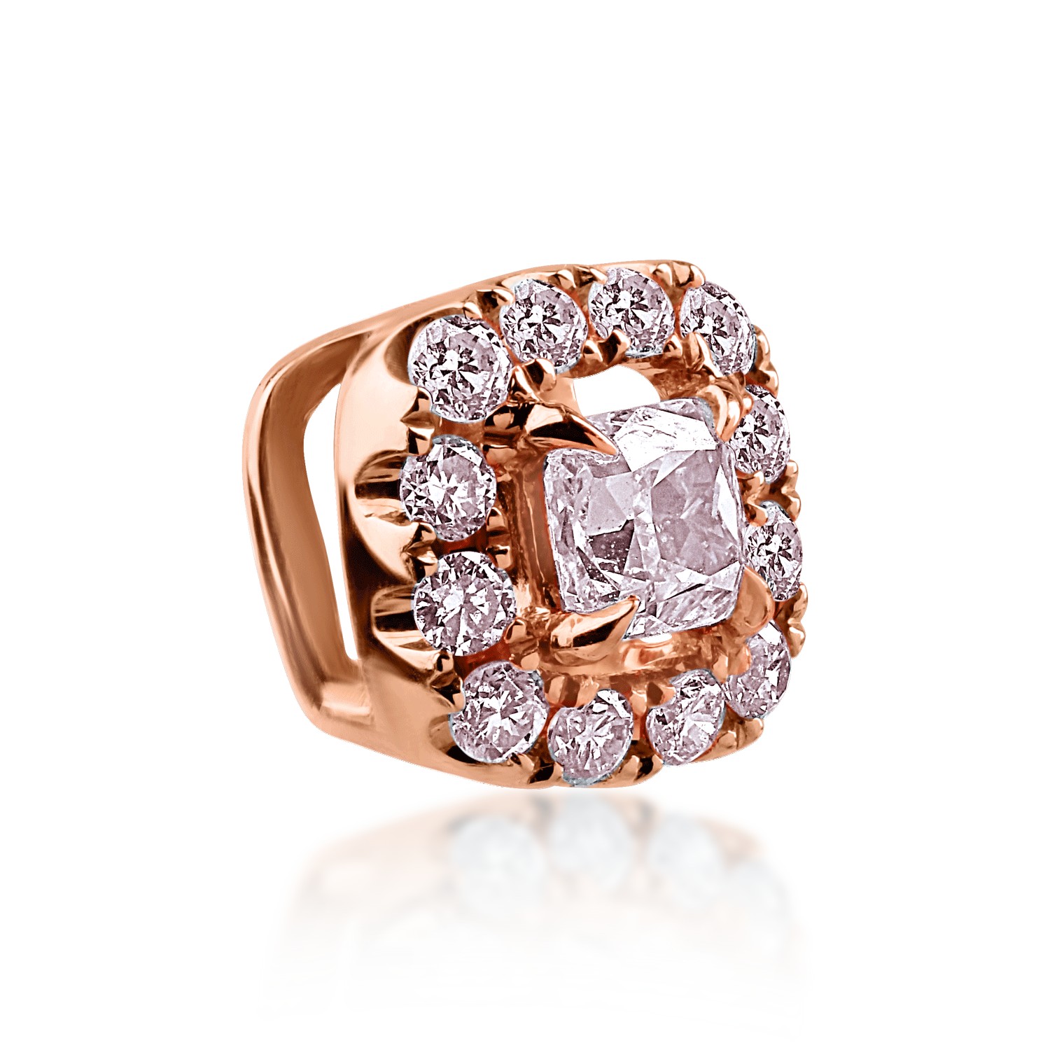 Pandantiv din aur roz cu diamant fancy-roz de 0.076ct si diamante roz de 0.057ct