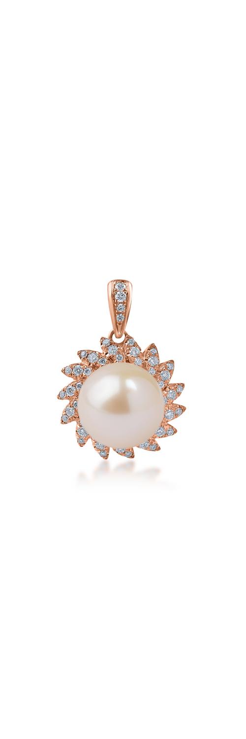 Rose gold pendant with 6.38ct fresh water pearl and 0.3ct diamonds