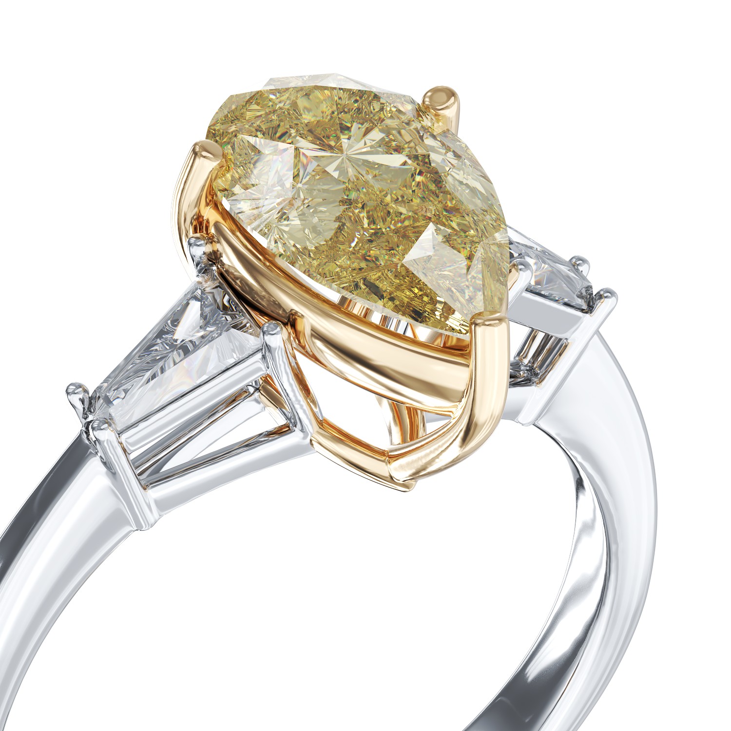 Pierścionek zaręczynowy z biało-żółtego złota z 2ct diamentem i 0.19ct diamentami