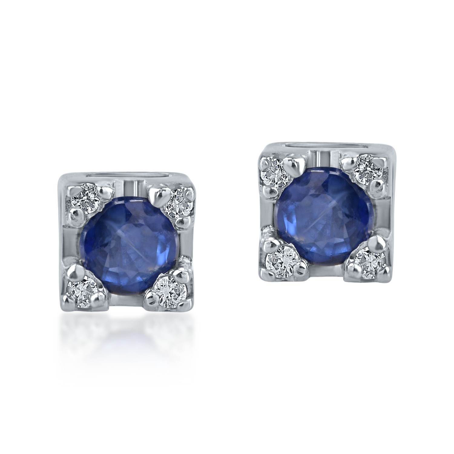White gold minimalist earrings with 0.29ct sapphires and 0.03ct diamonds