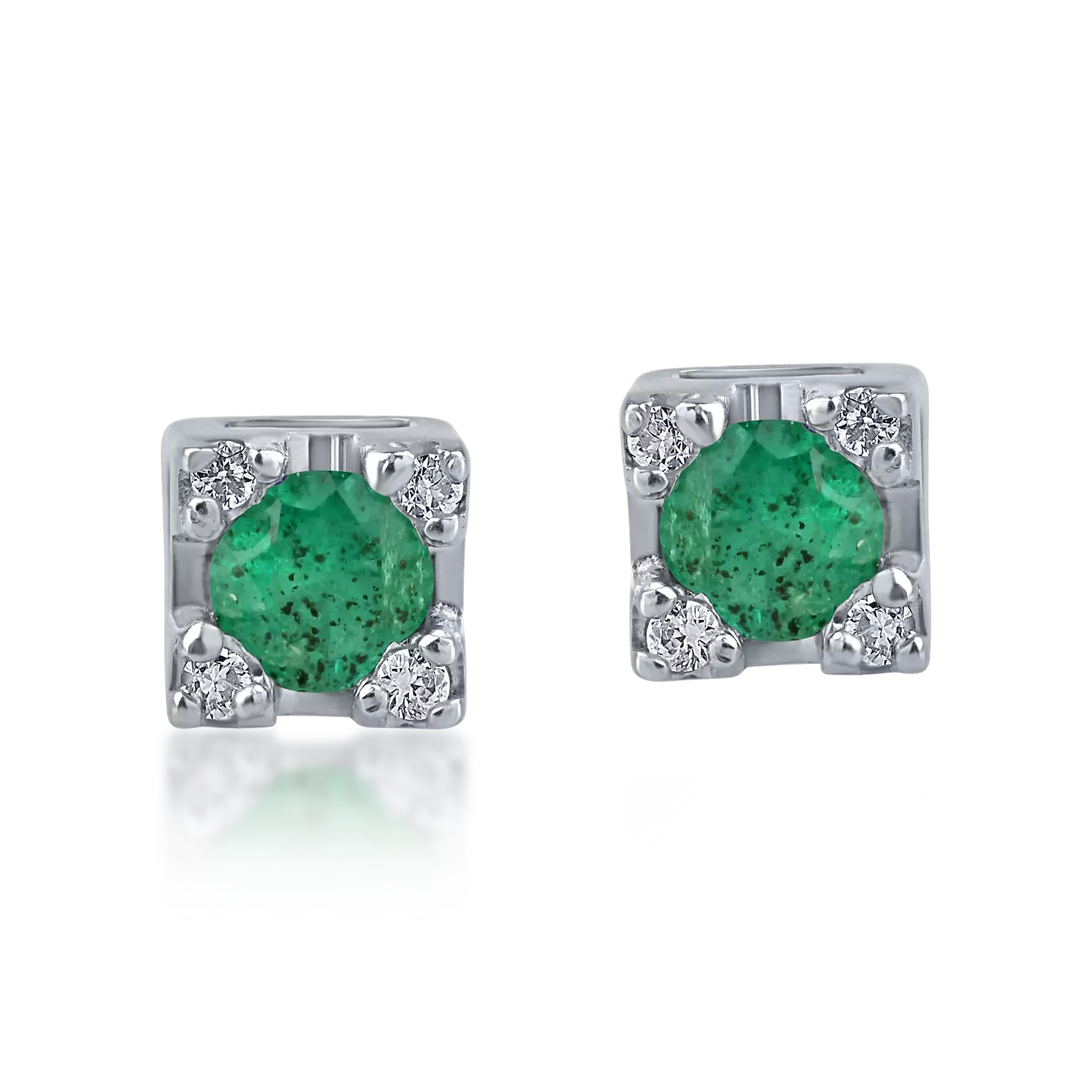White gold earrings with 0.19ct emeralds and 0.03ct diamonds