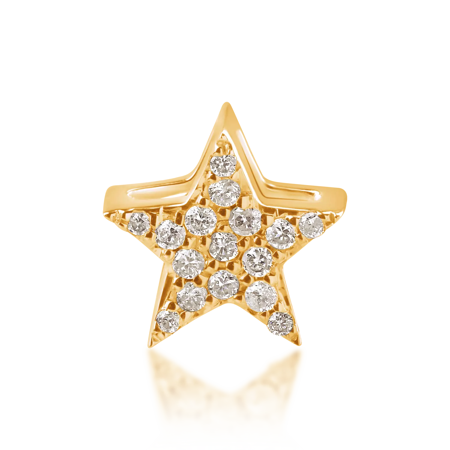 Висулка със звезда от жълто злато с диаманти 0.07кт
