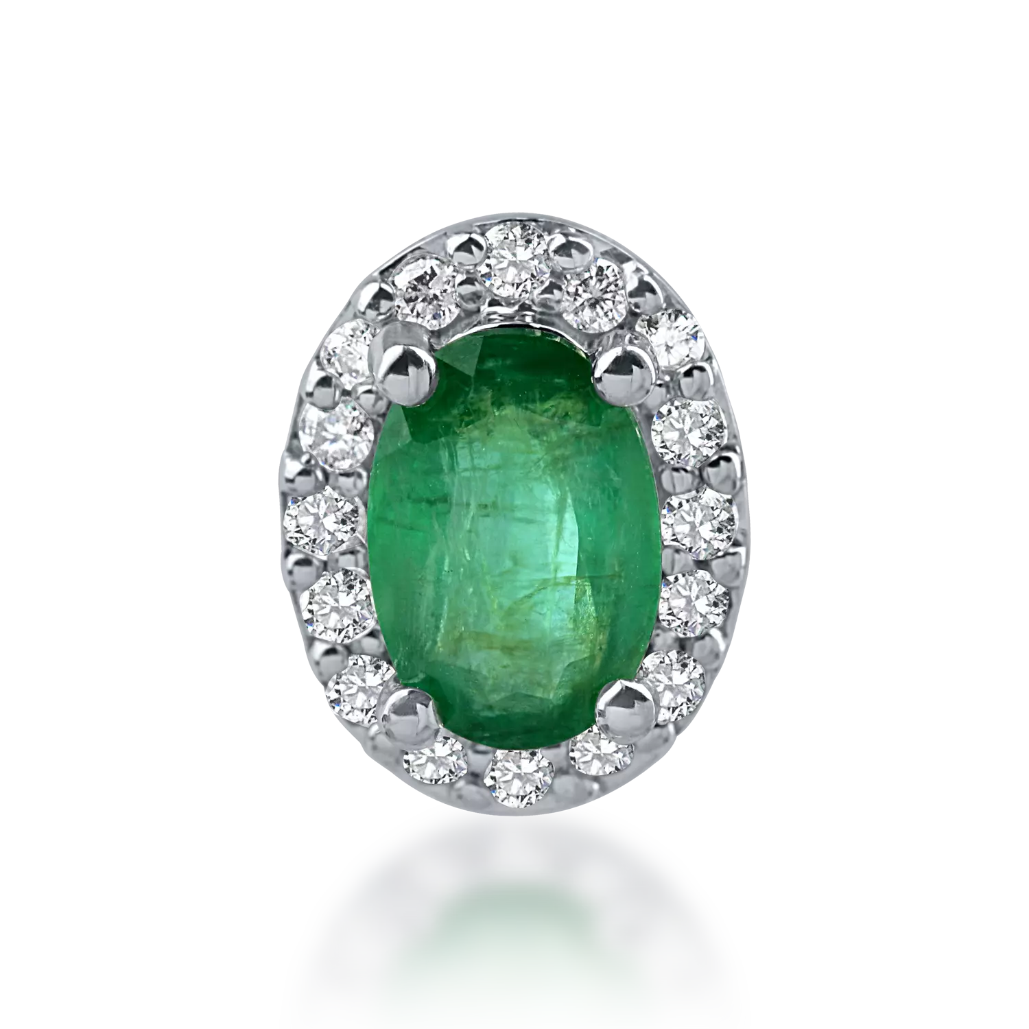 White gold oval pendant with 0.42ct emerald and 0.08ct diamonds