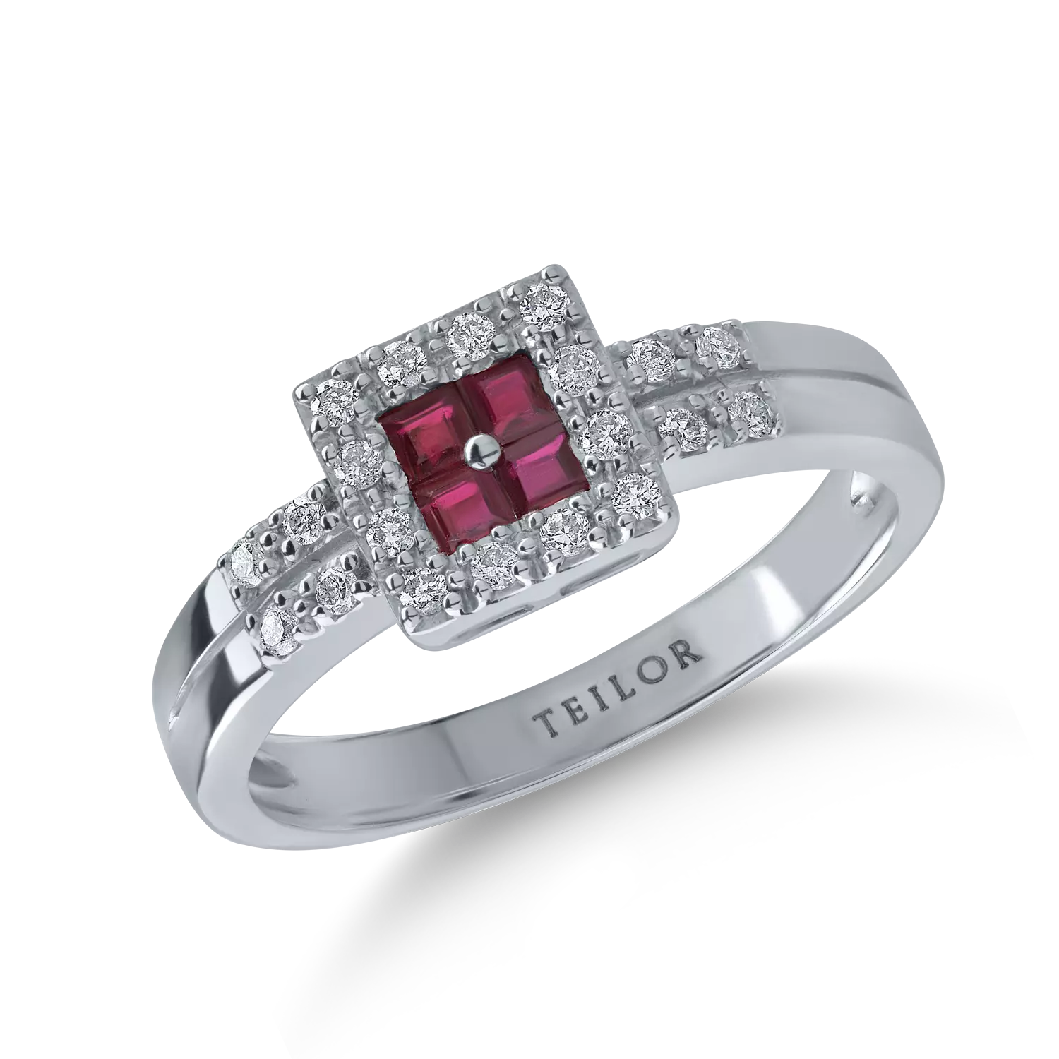 White gold ring with 0.29ct rubies and 0.16ct diamonds