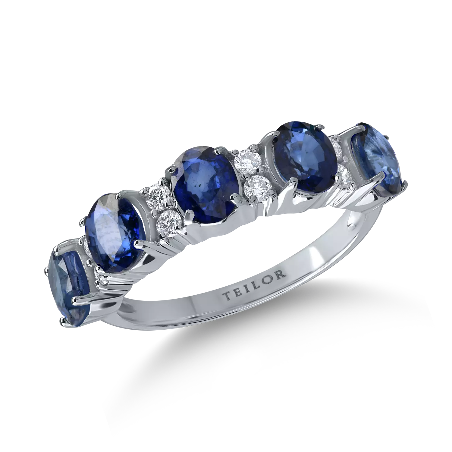 Half eternity ring in white gold with 2.06ct sapphires and 0.15ct diamonds