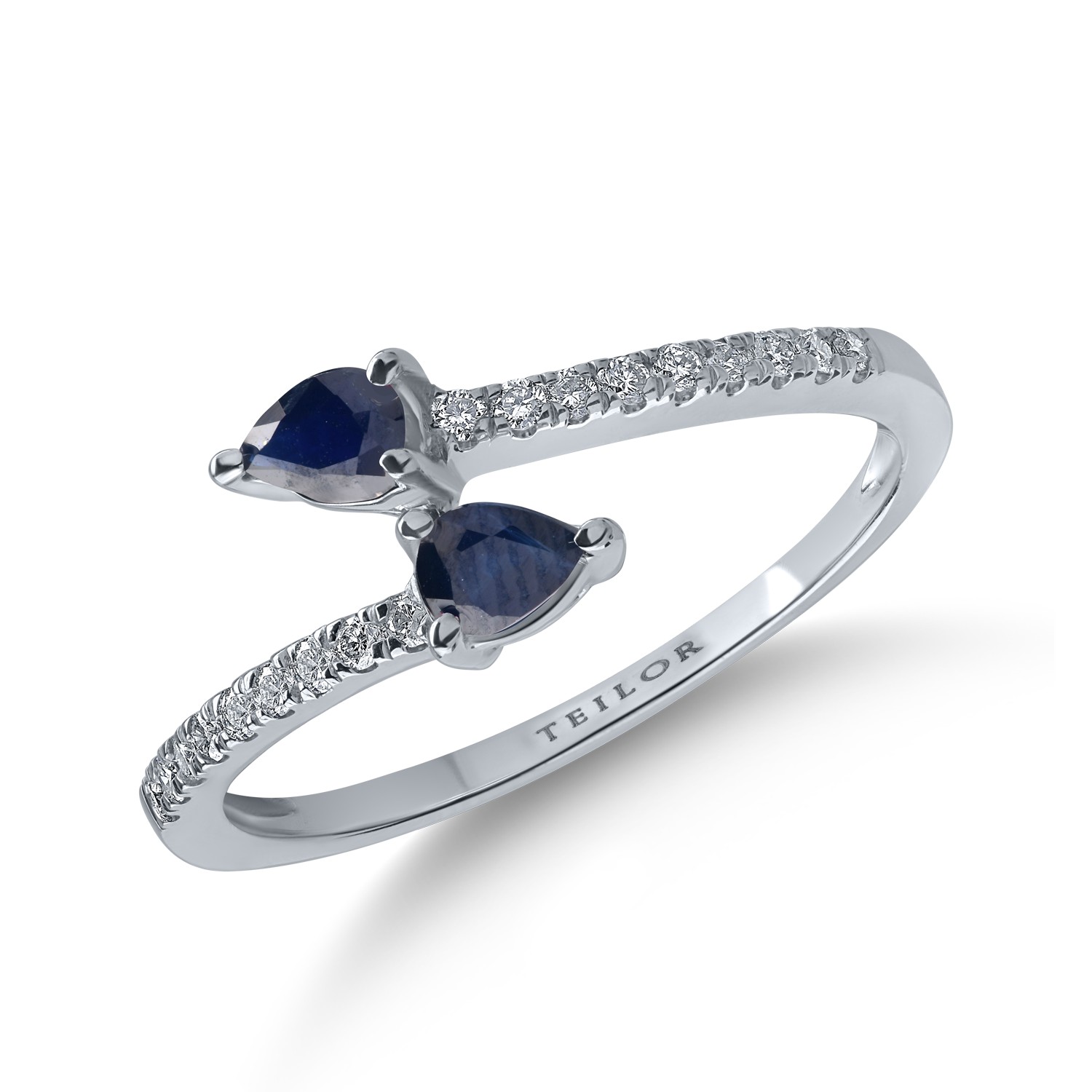 White gold open ring with 0.34ct sapphires and 0.13ct diamonds