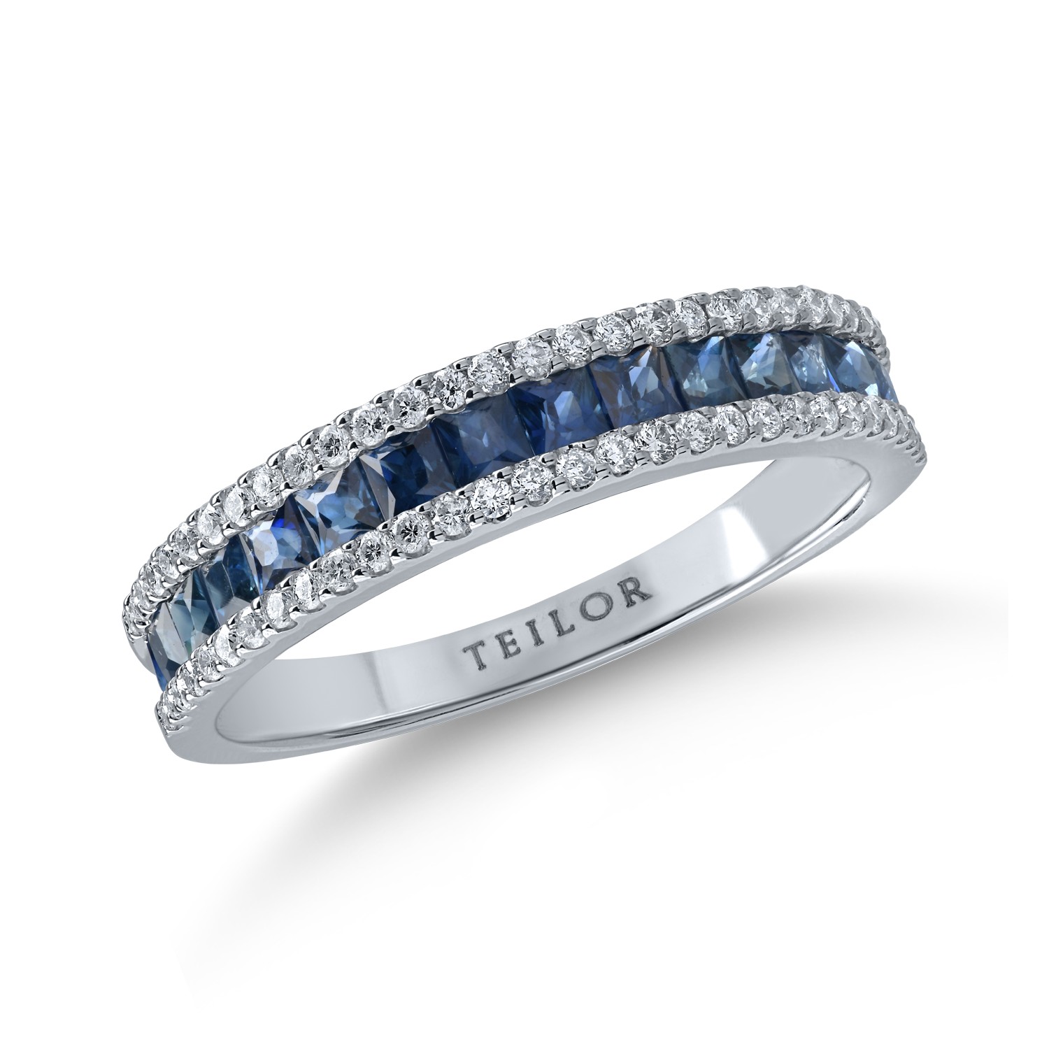 Half eternity ring in white gold with 0.87ct sapphires and 0.25ct diamonds
