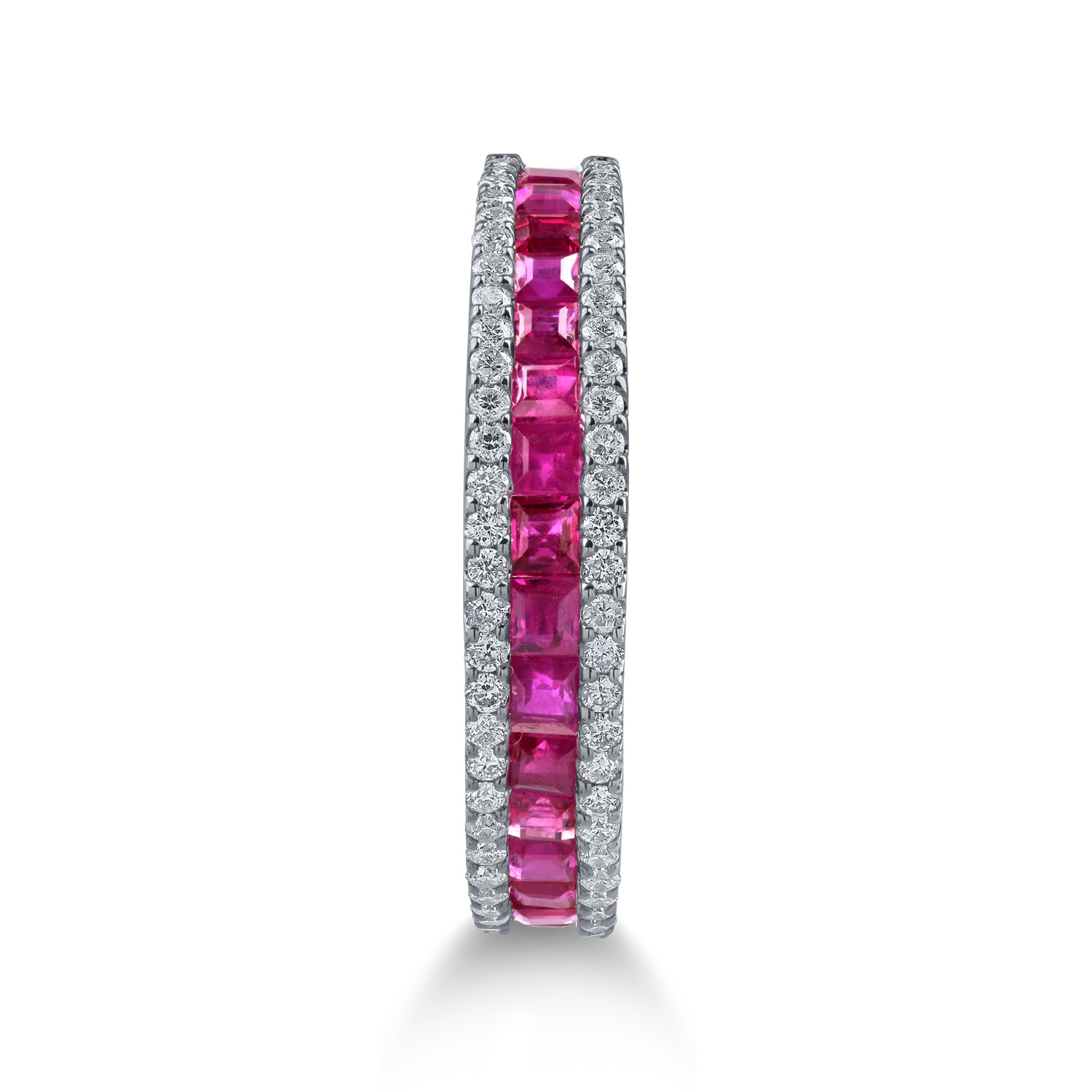 Half eternity ring in white gold with 0.86ct rubies and 0.25ct diamonds