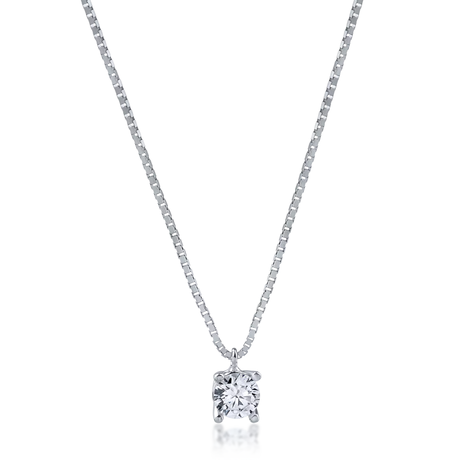 White gold minimalist pendant necklace with solitaire zirconia