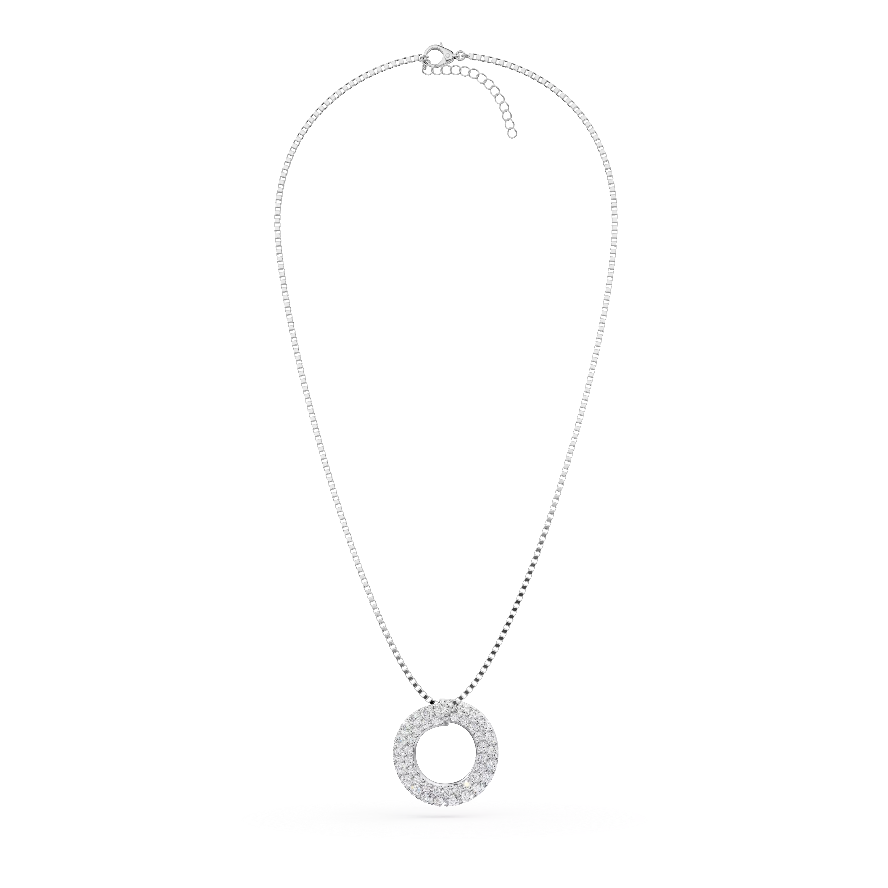 White gold round pendant necklace with zirconia