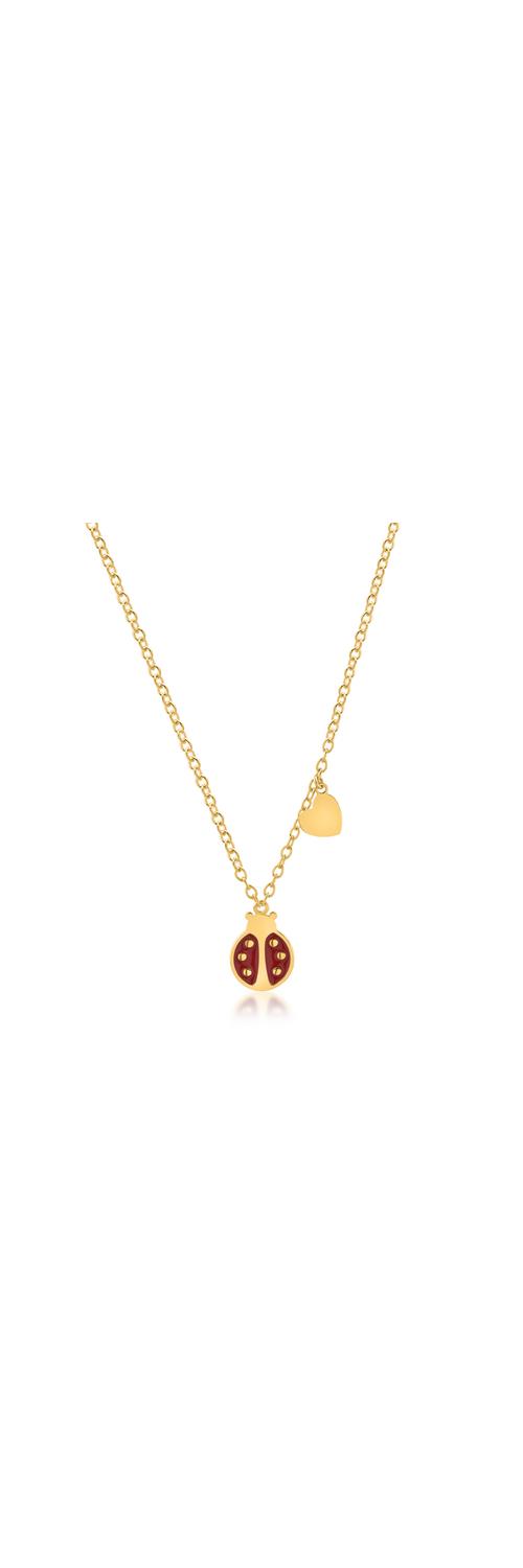 Yellow gold ladybug pendant necklace