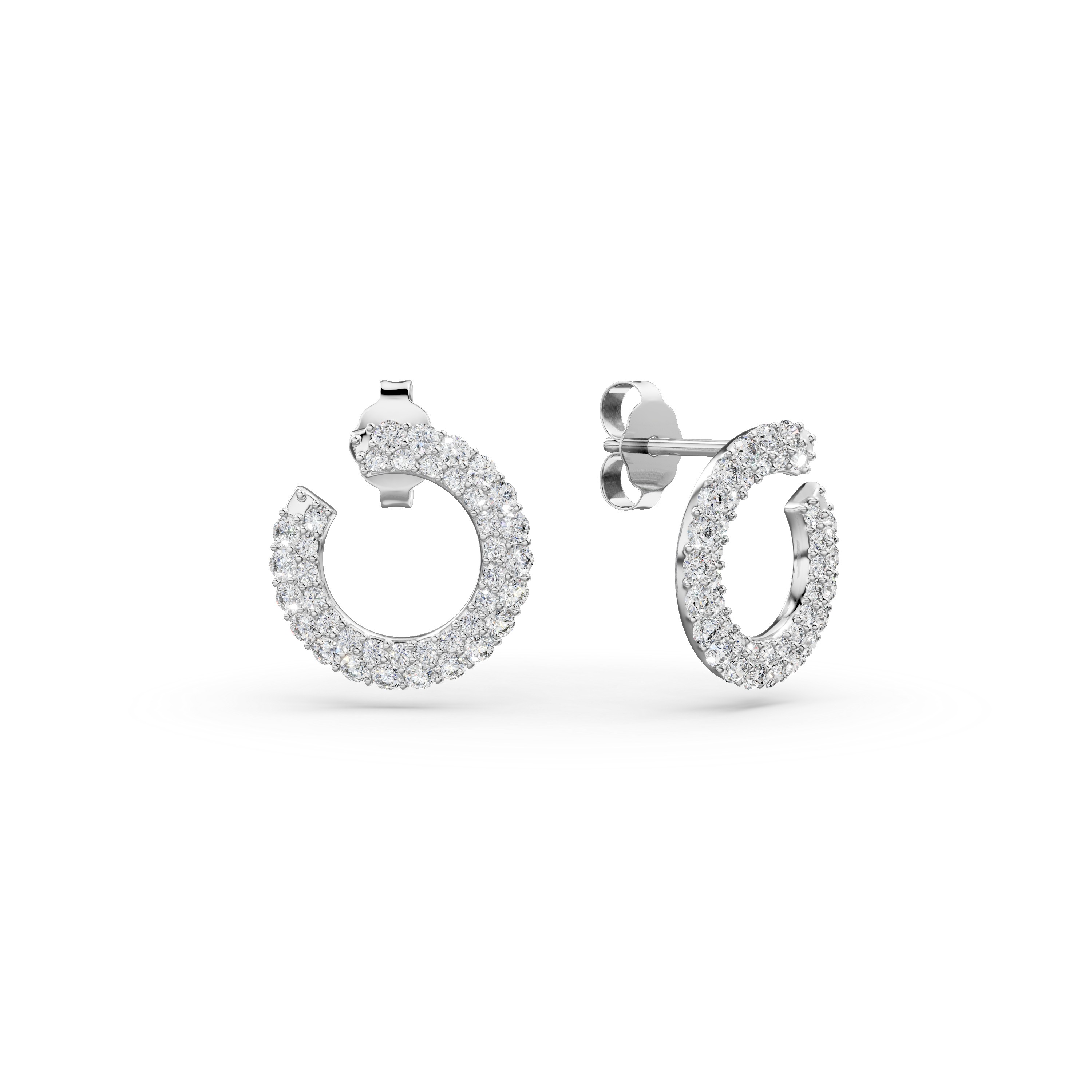 White gold geometric earrings with zirconia