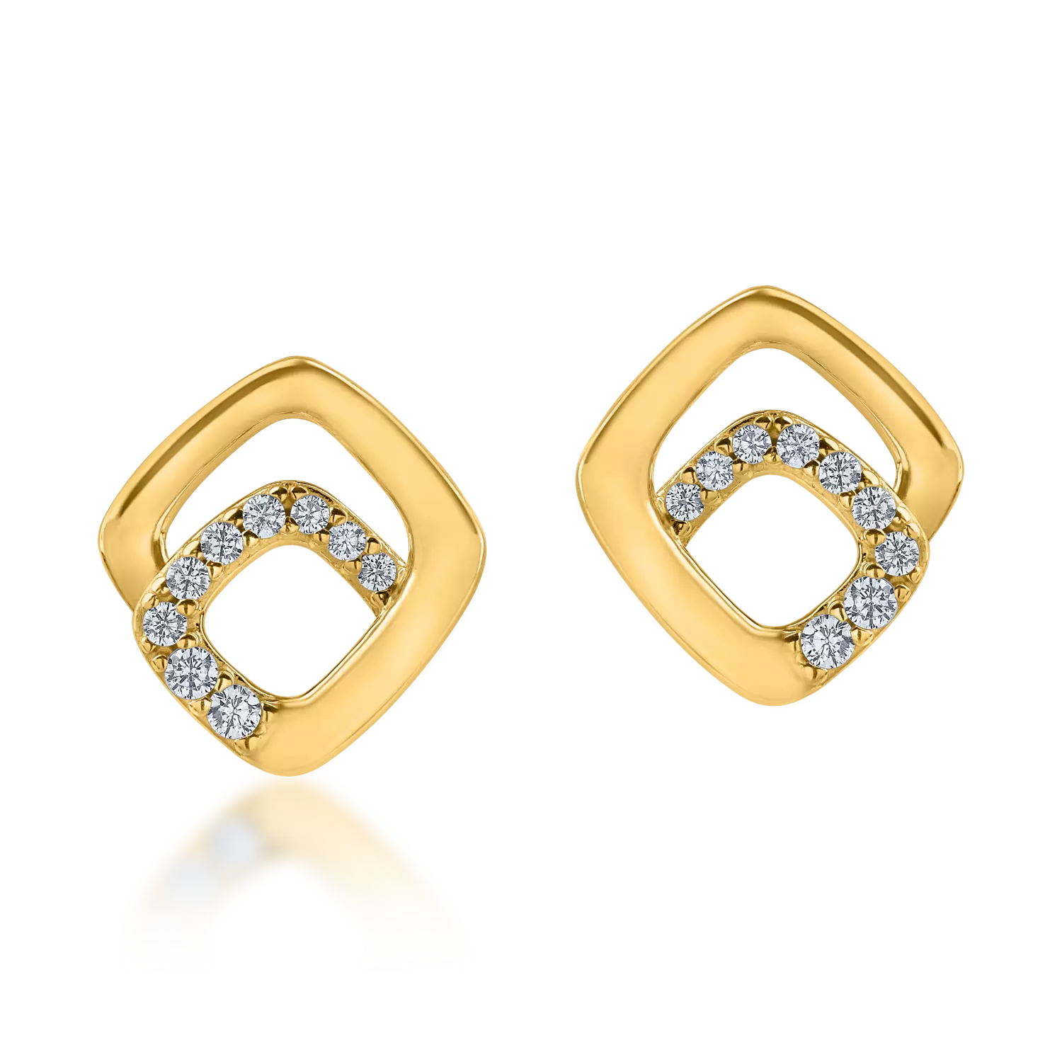 Cercei geometrici din aur galben cu zirconii