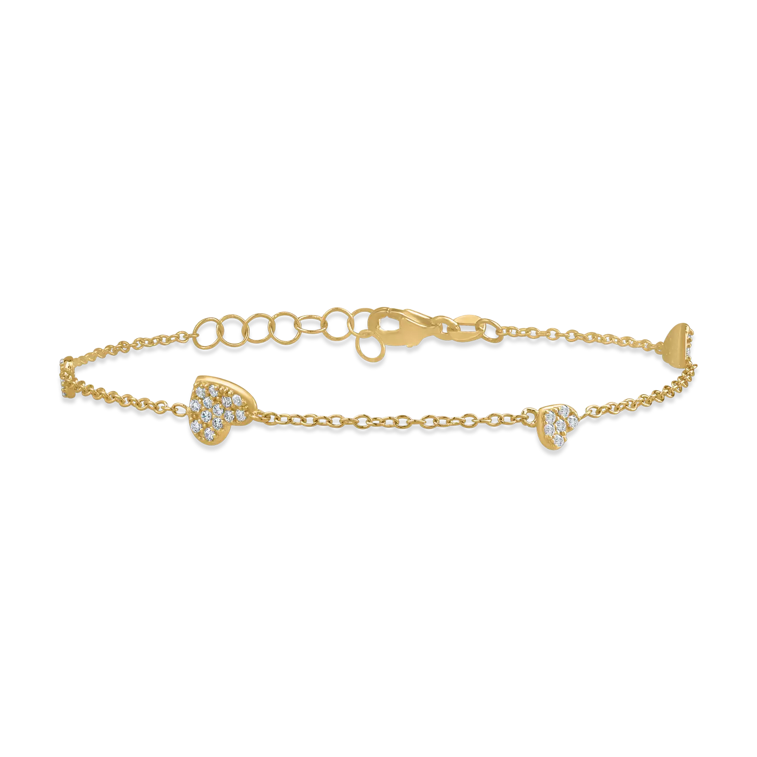 Yellow gold heart bracelet with zirconia