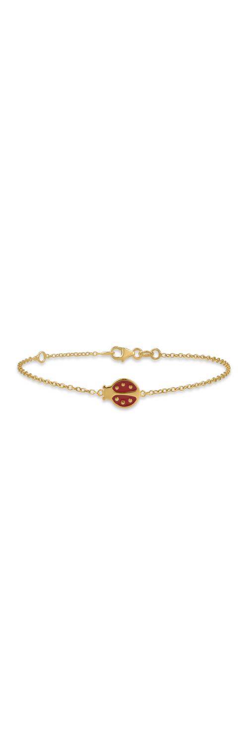 Yellow gold ladybug pendant children's bracelet