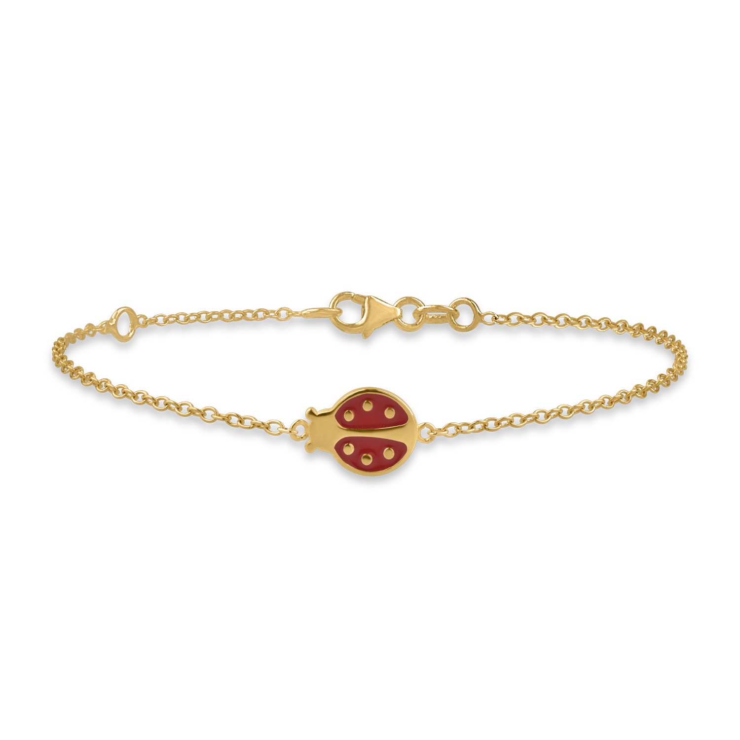 Yellow gold ladybug pendant children's bracelet