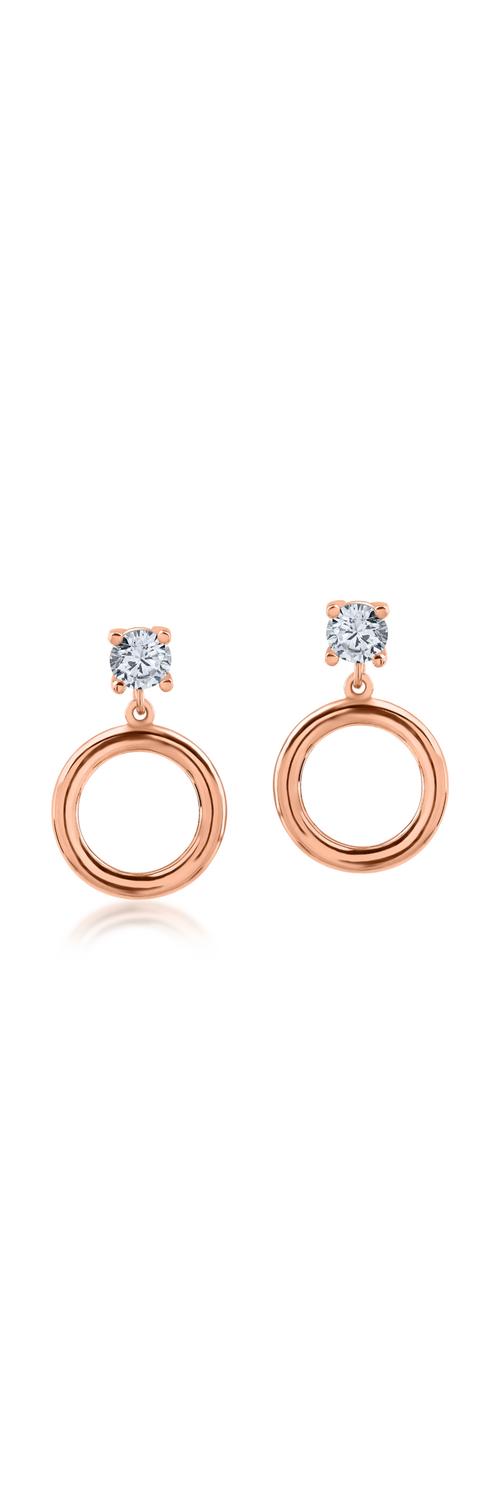Rose gold round earrings with solitaire zirconia