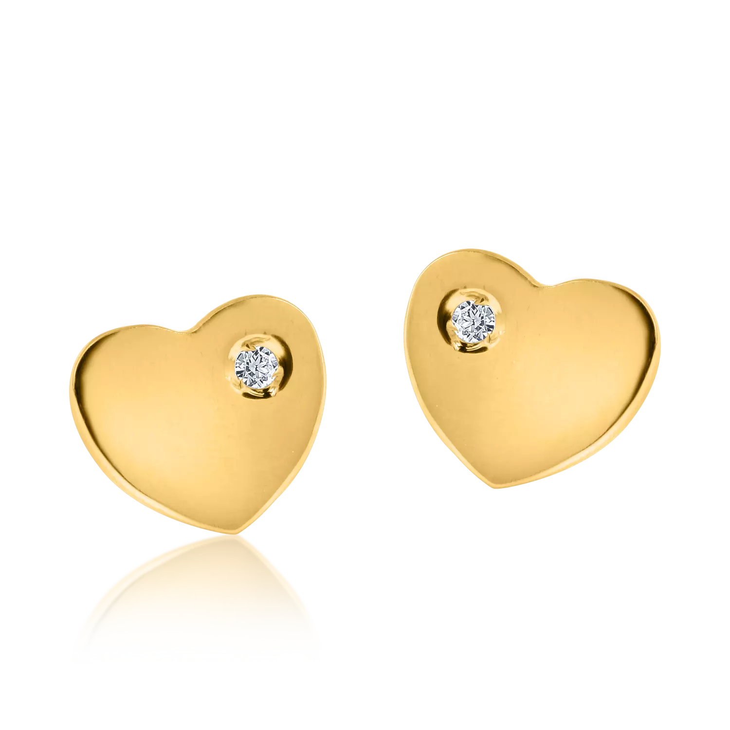 Yellow gold heart children's earrings