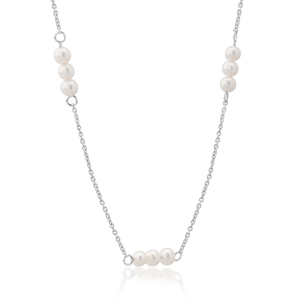 Naszyjnik z białego złota z syntetycznymi perłami
