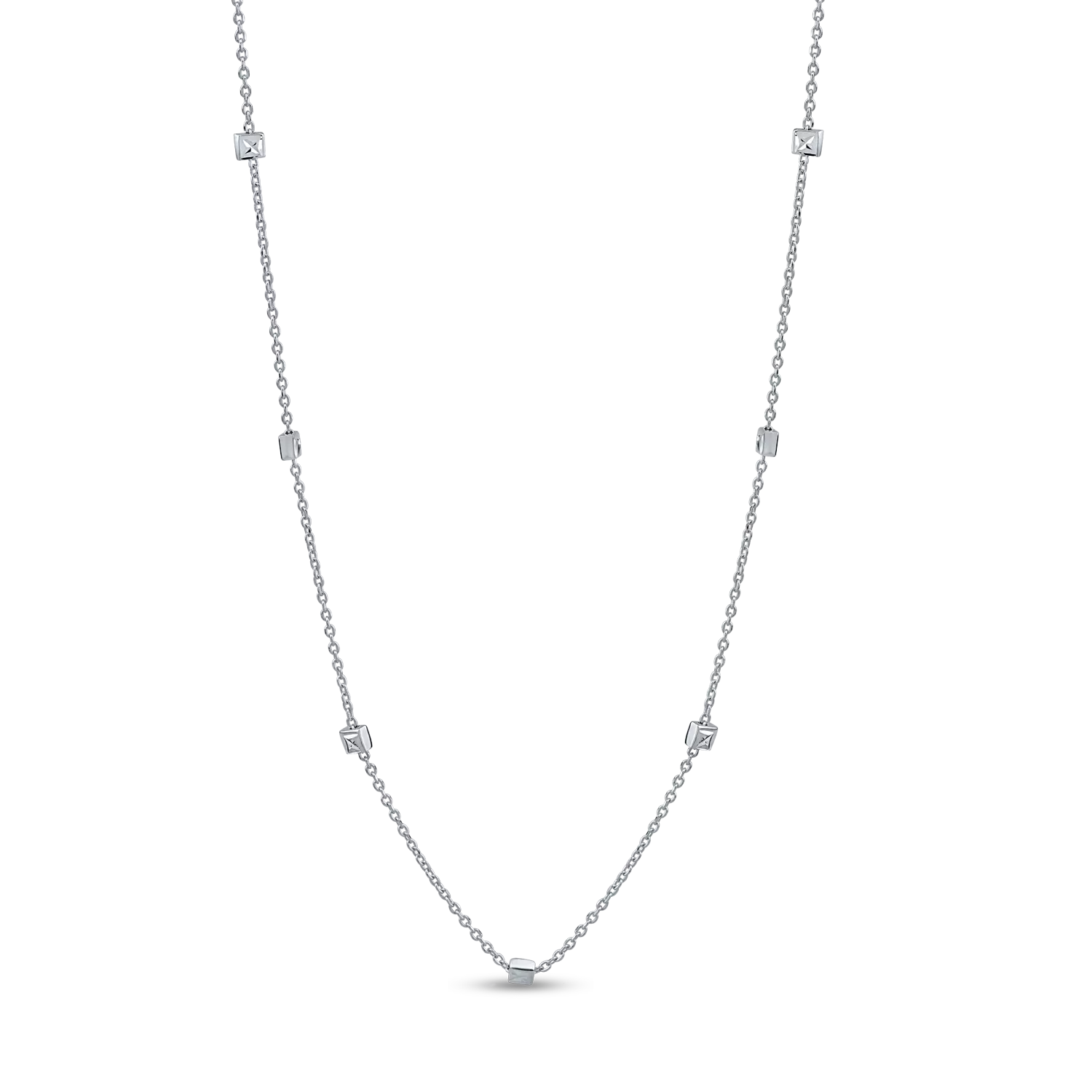 White gold necklace with geometric inserts