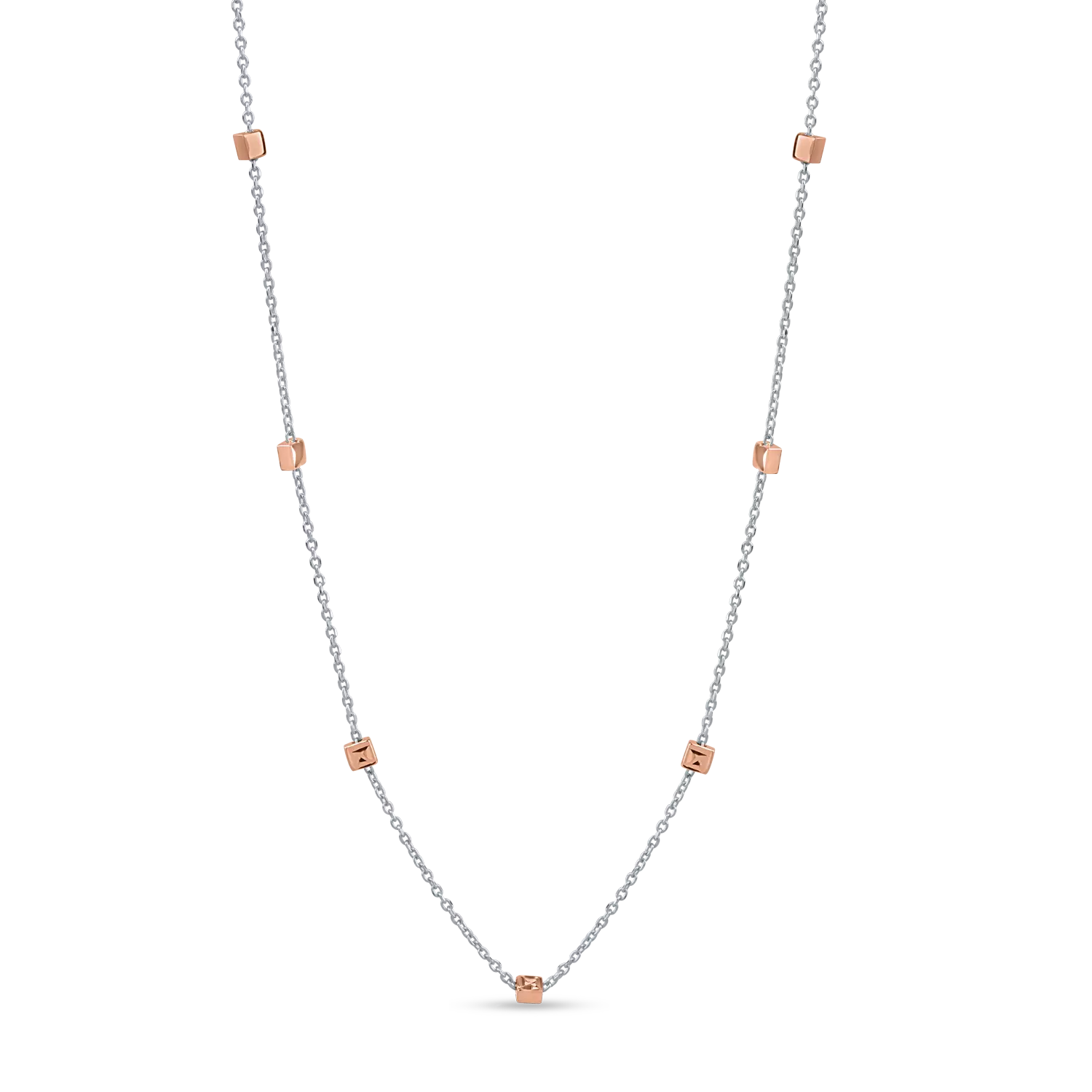 White-rose gold necklace with geometric inserts