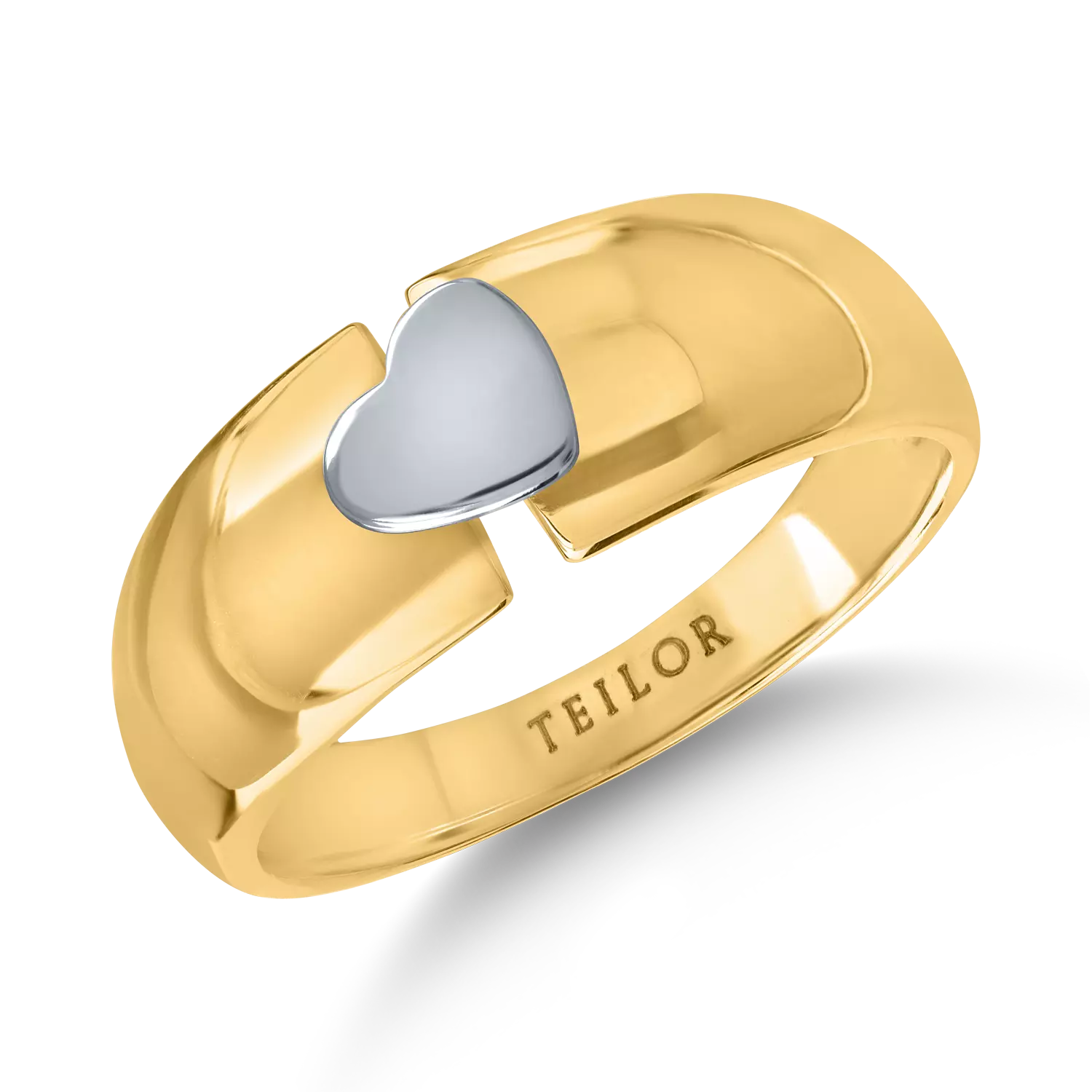 White-yellow gold heart ring