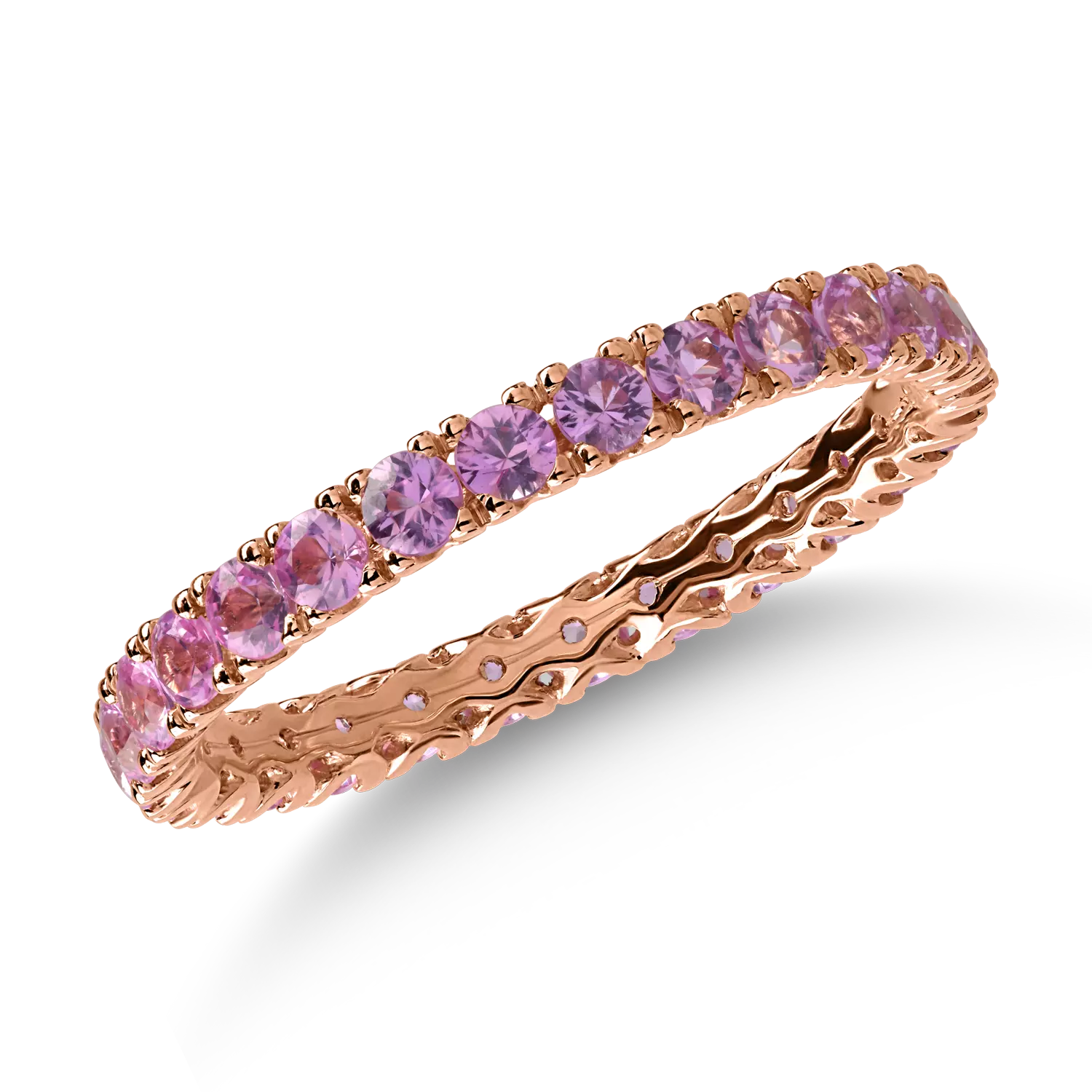 Eternity ring in rose gold with 1.3ct rubies