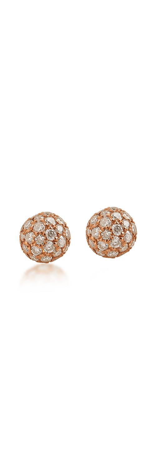 Rose gold round earrings with 0.53ct brown diamonds