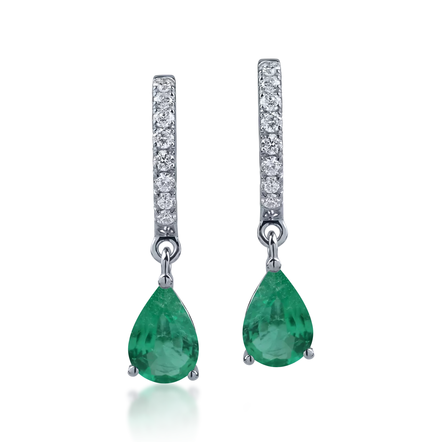 White gold hoop earrings with 0.7ct emeralds and 0.1ct diamonds
