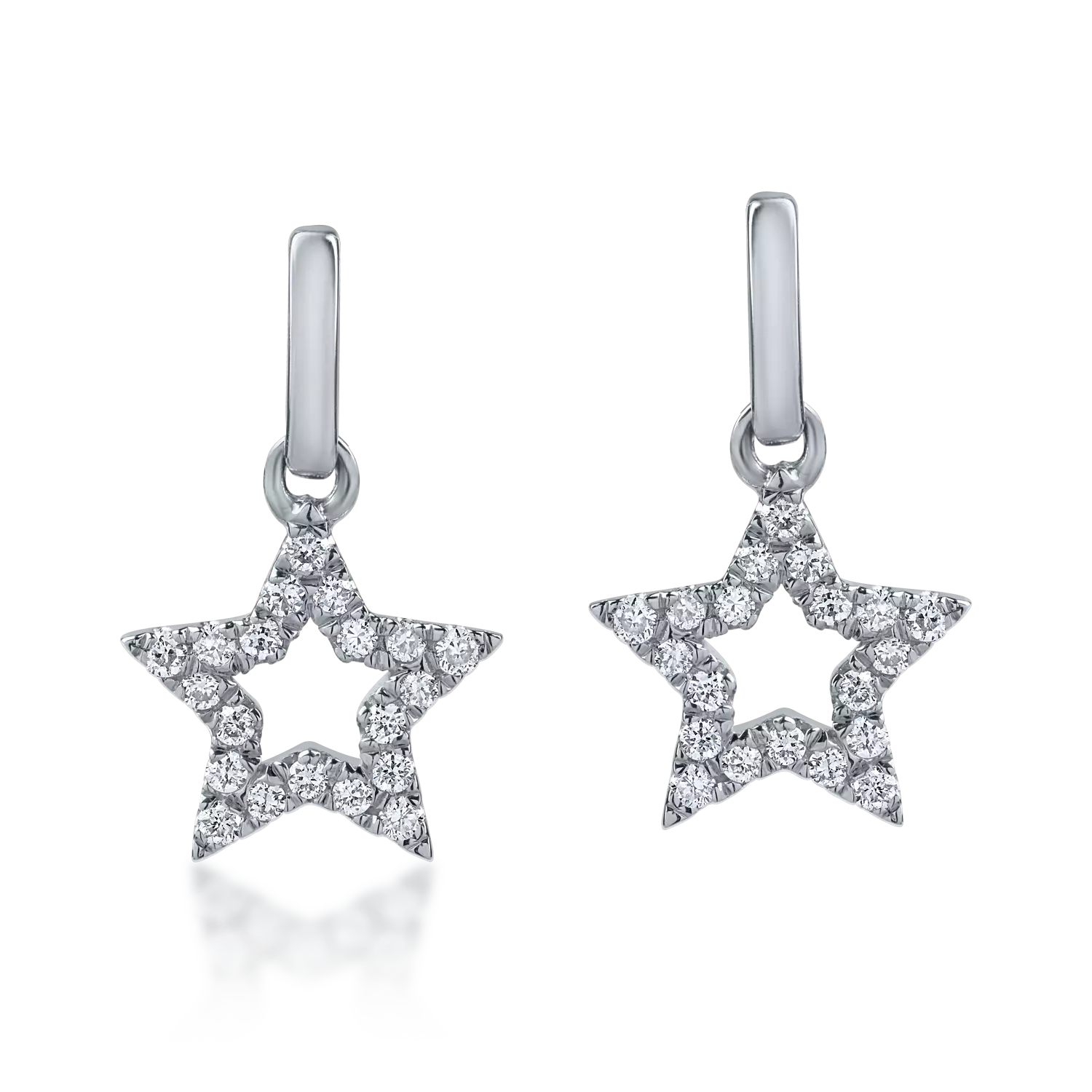 White gold star earrings with 0.12ct diamonds